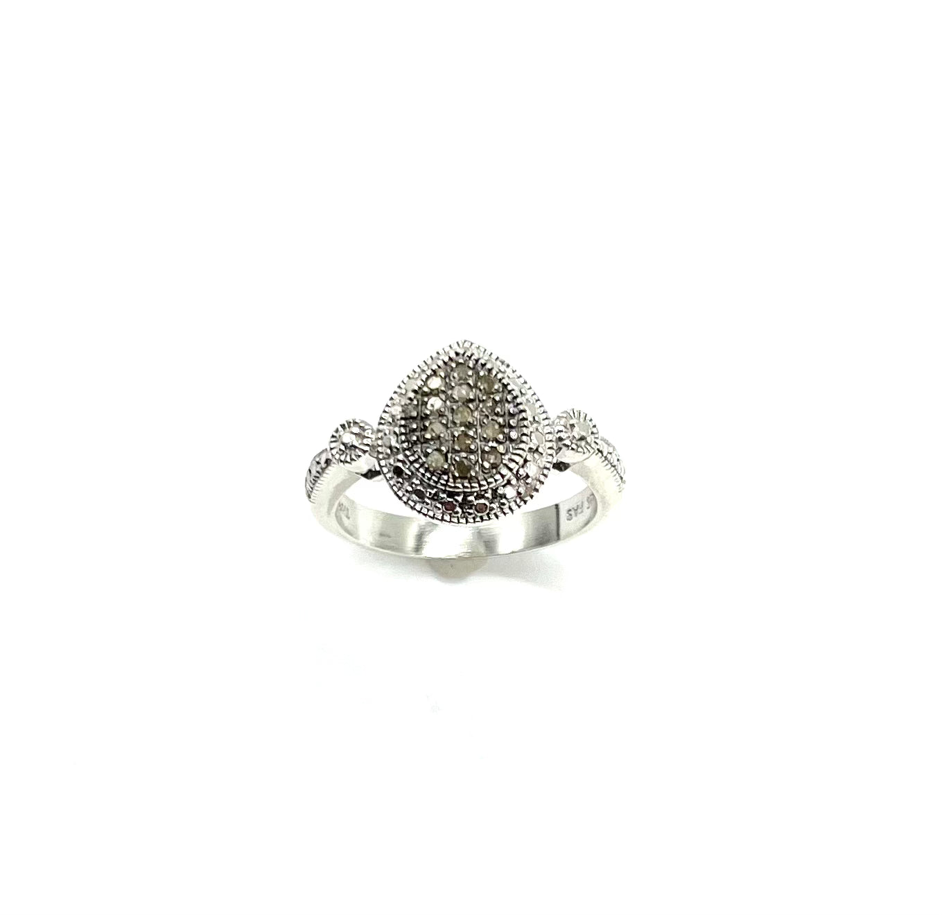 Sterling Silver Champagne Diamond Cluster Pear Shaped Ring for Women - Elegant Wedding, Engagement & Anniversary Jewelry Gift