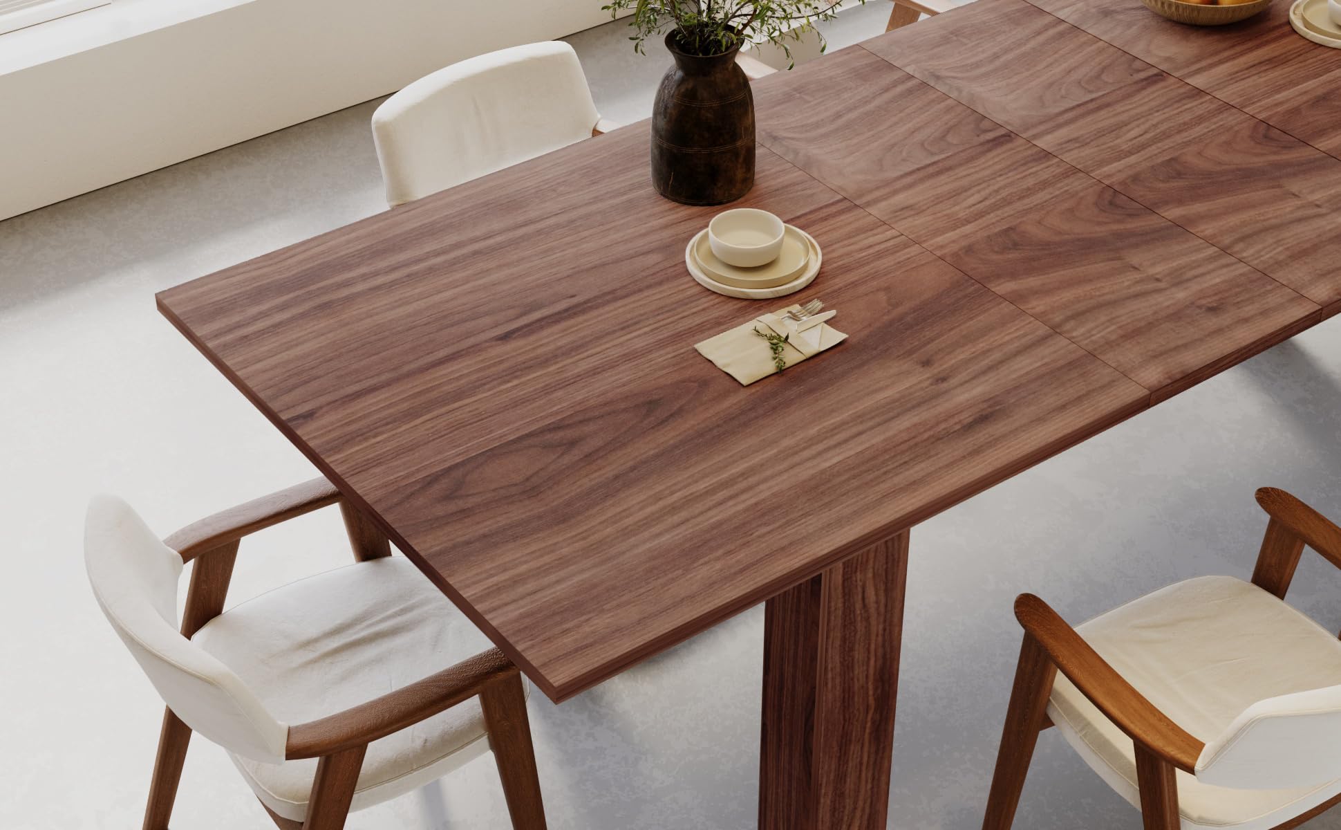 Expandable Rectangular Wooden Dining Table for 6-8 People - Large Kitchen & Home Dining Room Table in Brown - Perfect for Family Dinners, Entertaining Guests & Small Space Living