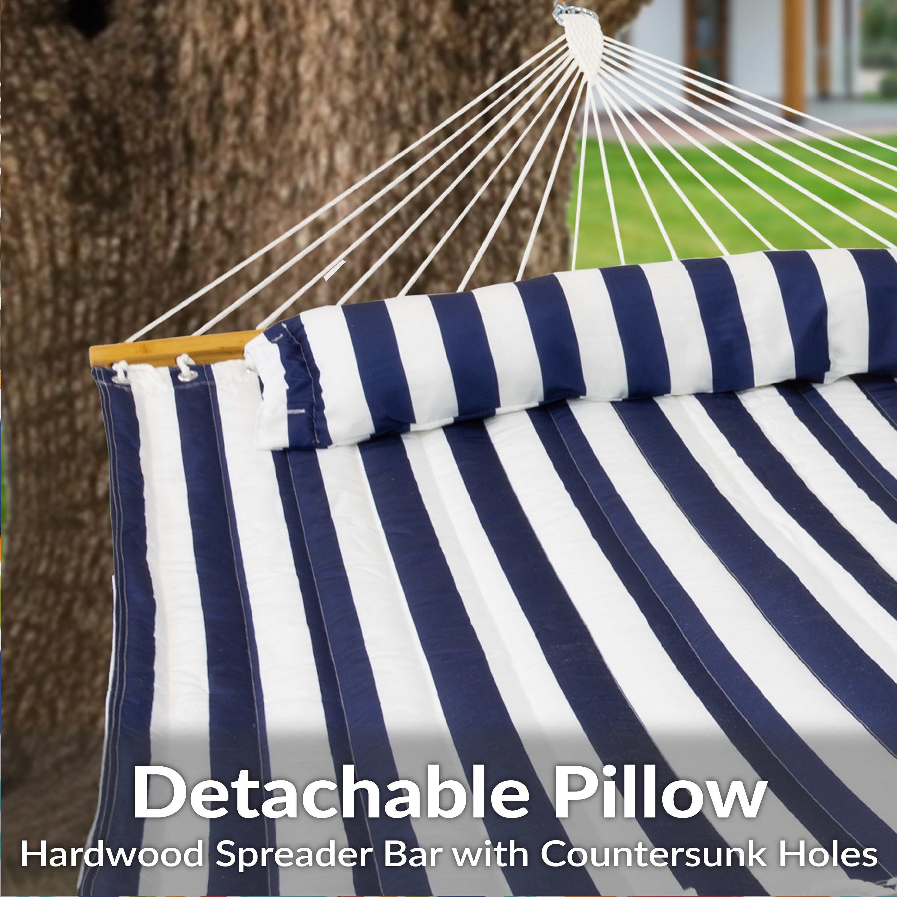 Sunnydaze 2 Person Extra Large Quilted Outdoor Hammock - 77.5