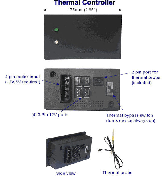 Coolerguys Single 120mm PC Cooling Fan Kit with Pre-Set Thermal Controller CG-1201P - Perfect for Computer Case, Gaming PC & Server Cooling