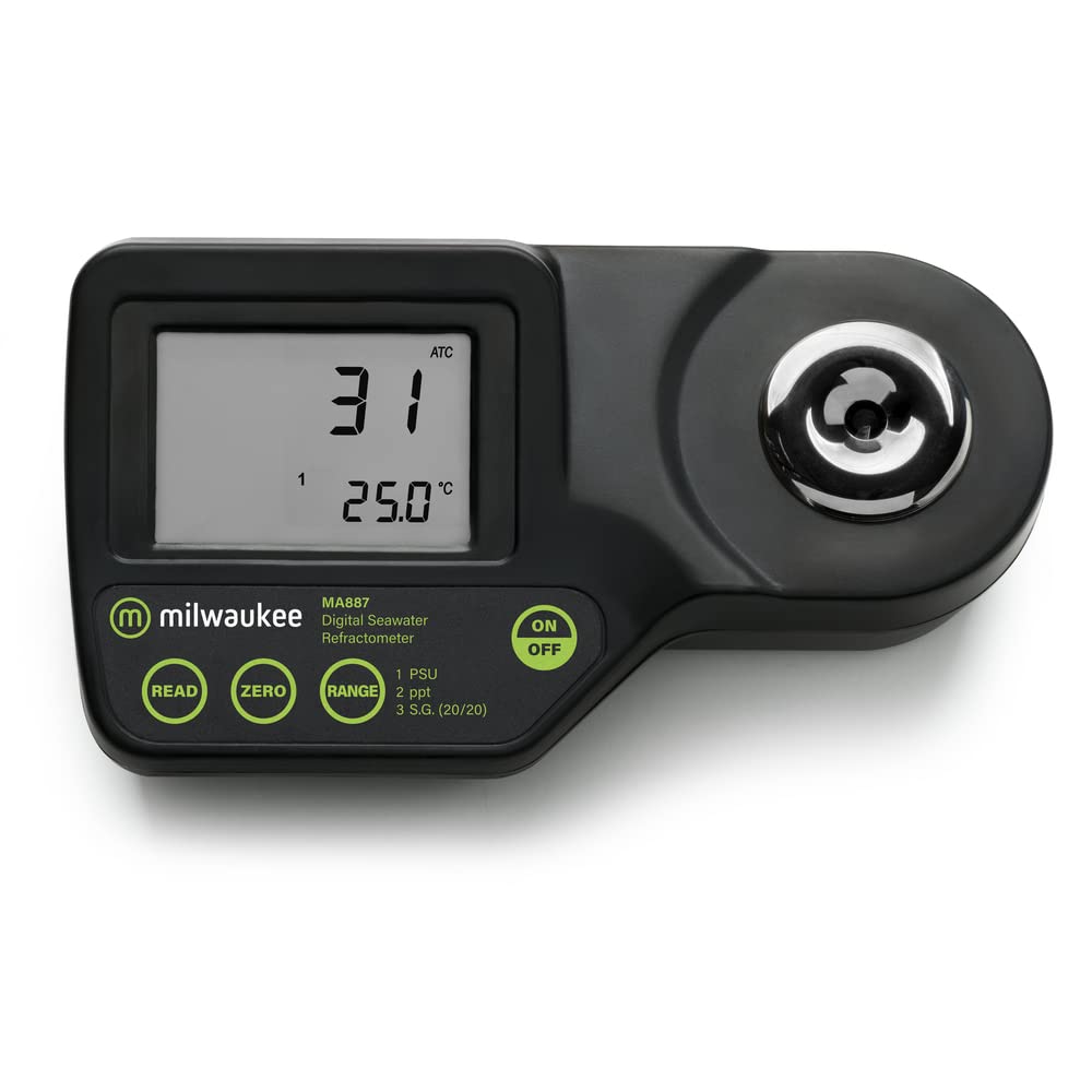Milwaukee MA887 Digital Saltwater Refractometer with Protective Case | Accurate Salinity Testing for Aquariums, Marine Biology & Saltwater Fishing
