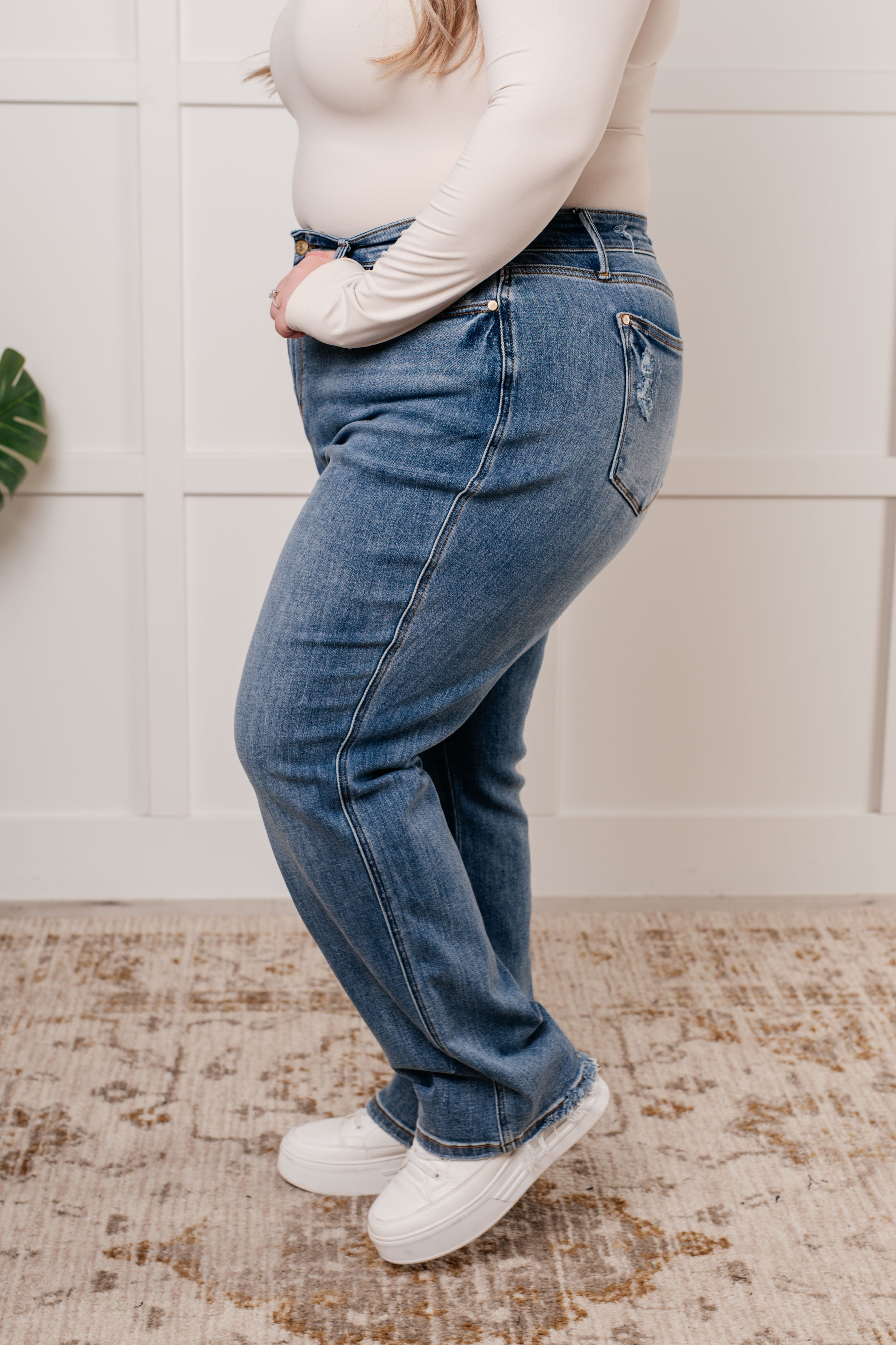 Quinn Mid Rise Dad Jeans with Cell Phone Pockets - Comfortable Stretch Denim for Men | Perfect for Casual Wear, Outdoor Activities & Everyday Use