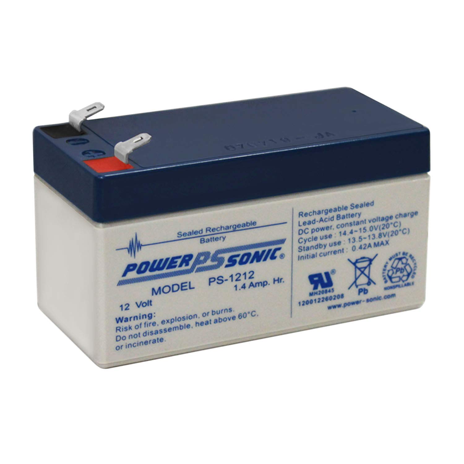 Power Sonic 12V 1.4Ah Sealed Lead Acid (SLA) Replacement Battery - Compatible with 1.3Ah Alarm Systems - Perfect for Home Security, Emergency Lighting & Backup Power Applications