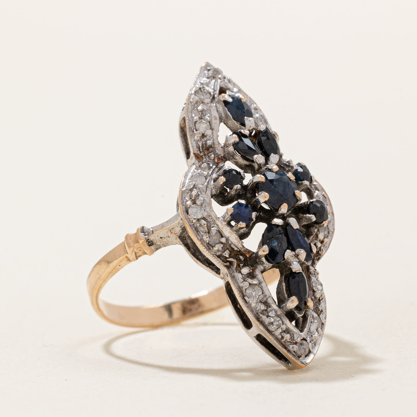 Exquisite 0.40ctw Sapphire & Diamond Cocktail Ring with 0.07ctw Diamonds | Size 6 | Elegant Jewelry for Evening Parties, Weddings & Special Occasions