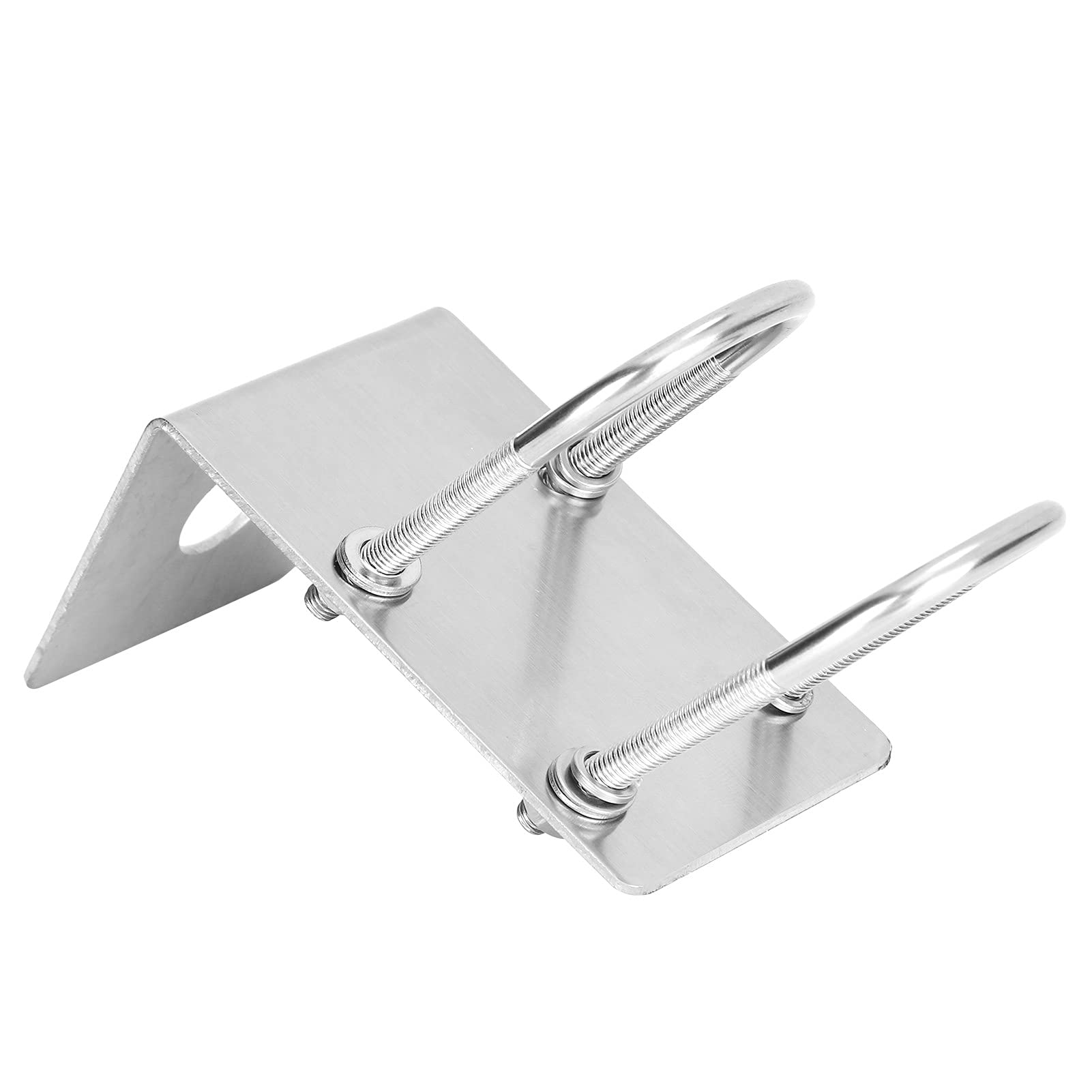 Stainless Steel L-Bracket U-Bolt Clamp for Car Ham Radio Antenna Mount - Universal Vehicle-Mounted UV & HF Antenna Installation - Perfect for Off-Roading, Emergency Communication & CB Radio Setups