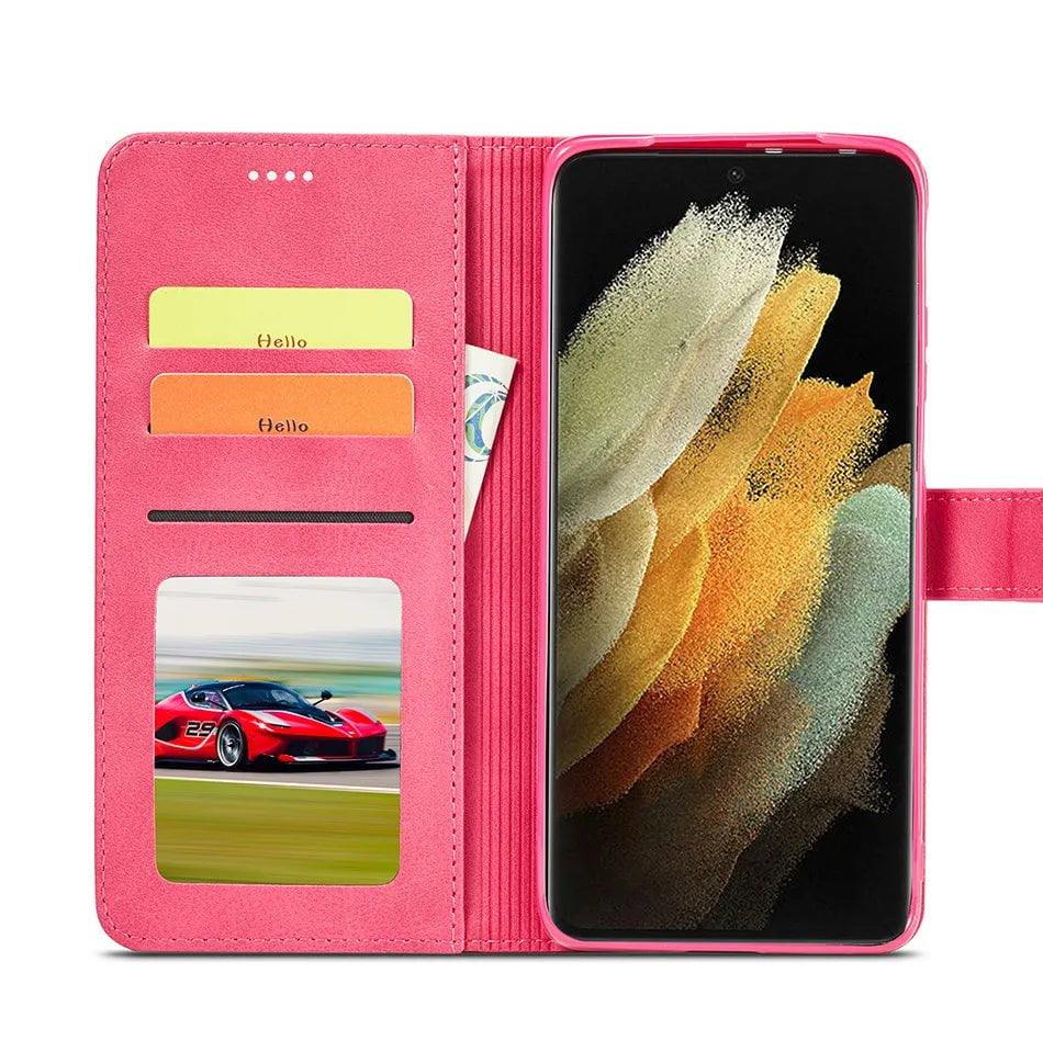 Samsung Galaxy S24 Ultra Vegan Leather Wallet Case - Slim Protective Cover with Card Holder for Everyday Use & Travel
