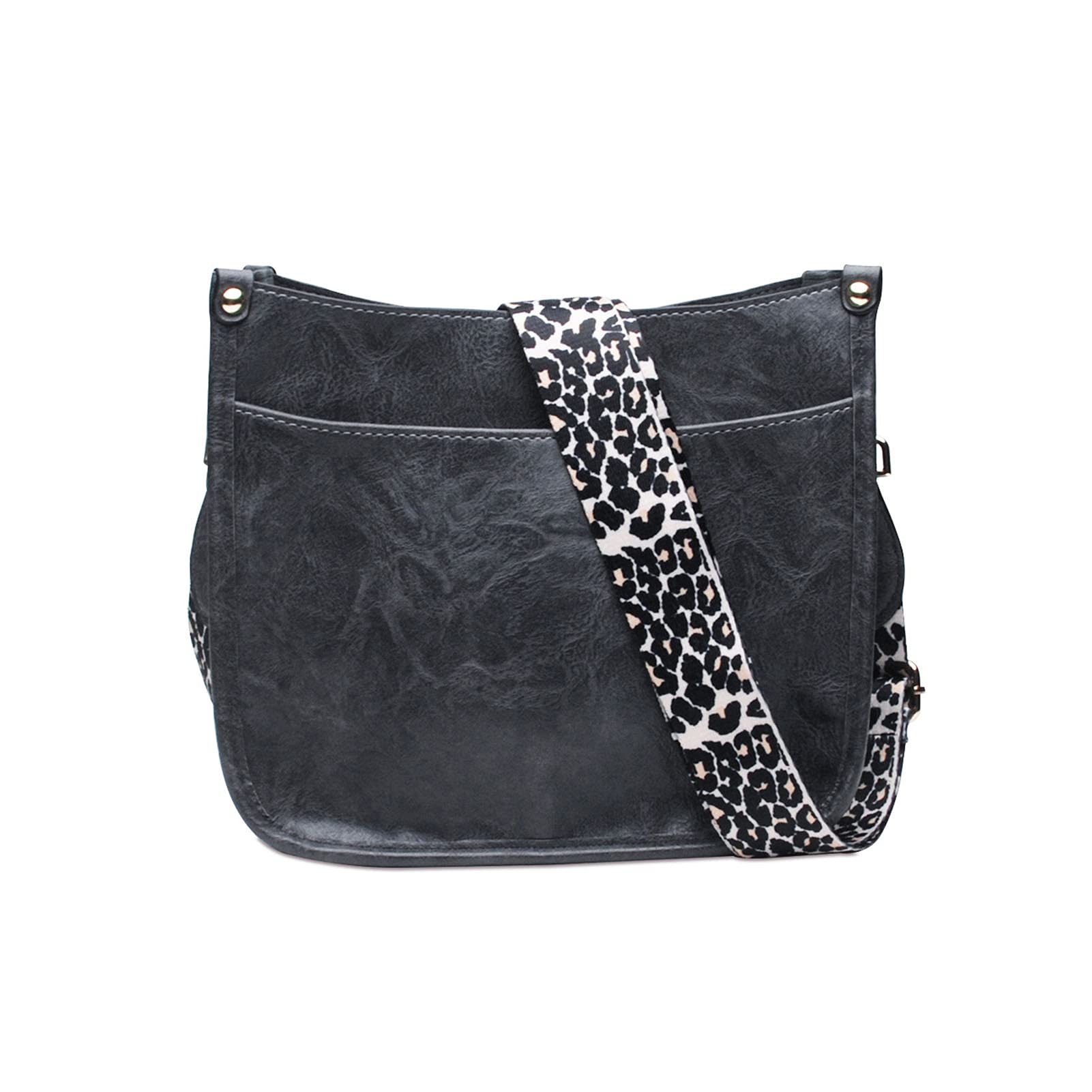 Stylish Vegan Leather Women's Handbag with Adjustable Leopard Guitar Strap - Crossbody Shoulder Bucket Purse for Work, Travel & Everyday Use
