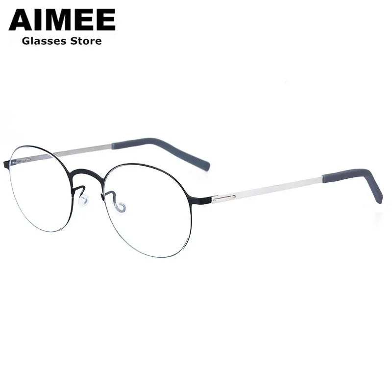 Aimee Women's Full Rim Round Screwless Titanium Eyeglasses - Lightweight & Durable Frame for Work, Reading & Everyday Use (Model 198808)