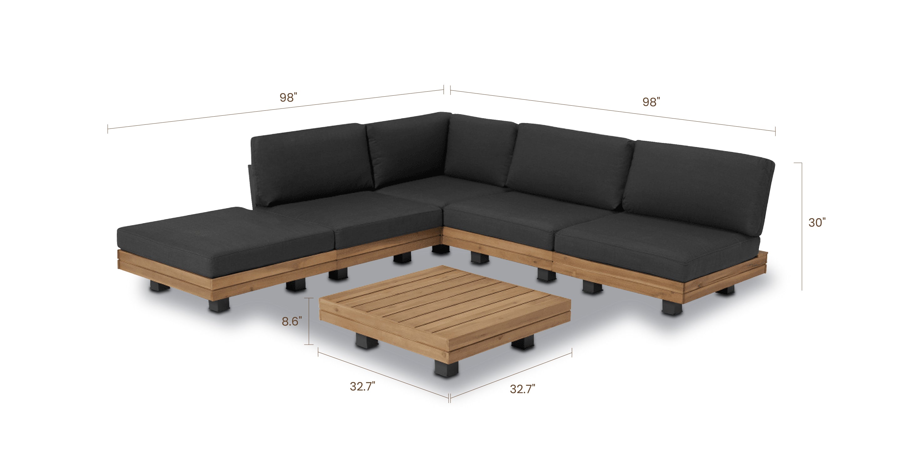 Celenza Modular Corner Sectional Sofa Set with Coffee Table - Modern Living Room Furniture for Small Spaces & Apartments | Perfect for Entertaining & Relaxing