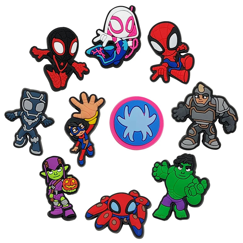 Disney Marvel Superhero PVC Shoe Charms - Cute Cartoon DIY Sandals Accessories for Clogs Decorations, Kids Gifts for Boys | Perfect for DIY Sandals, Crocs, and Back-to-School Crafts