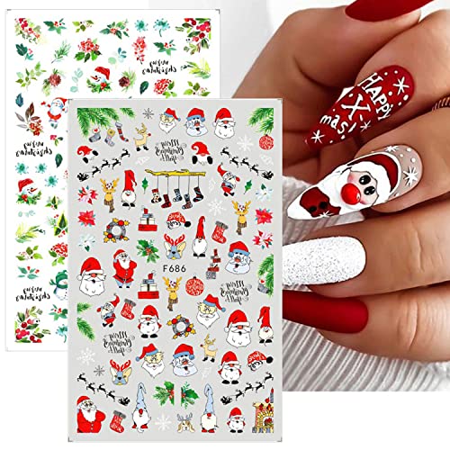 3D Christmas Nail Art Stickers - Winter Holiday Elk, Santa, Snowflake & Rabbit Designs for Nail Decoration | Perfect for Christmas Parties, Gift Giving & Festive Nail Art