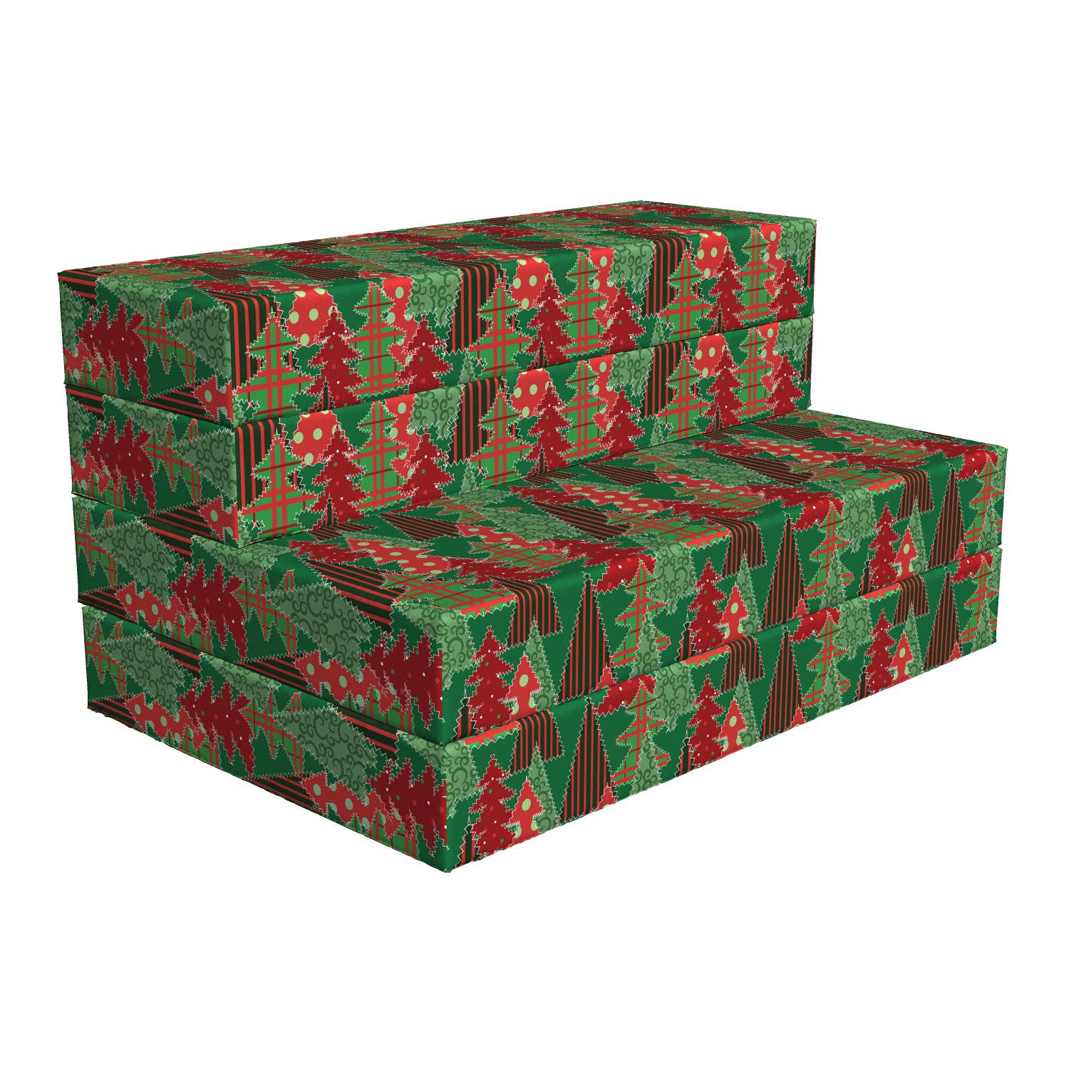 Ambesonne Christmas Foldable Mattress - Tree Pines Swirl Dot Design - 74.8