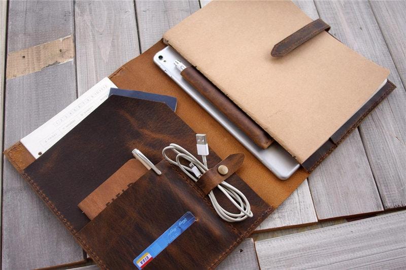 Personalized Rustic Leather iPad Air Case Cover - Handmade Genuine Leather Protective Sleeve for iPad Air 4th/5th Gen | Perfect for Work, Travel & Everyday Use