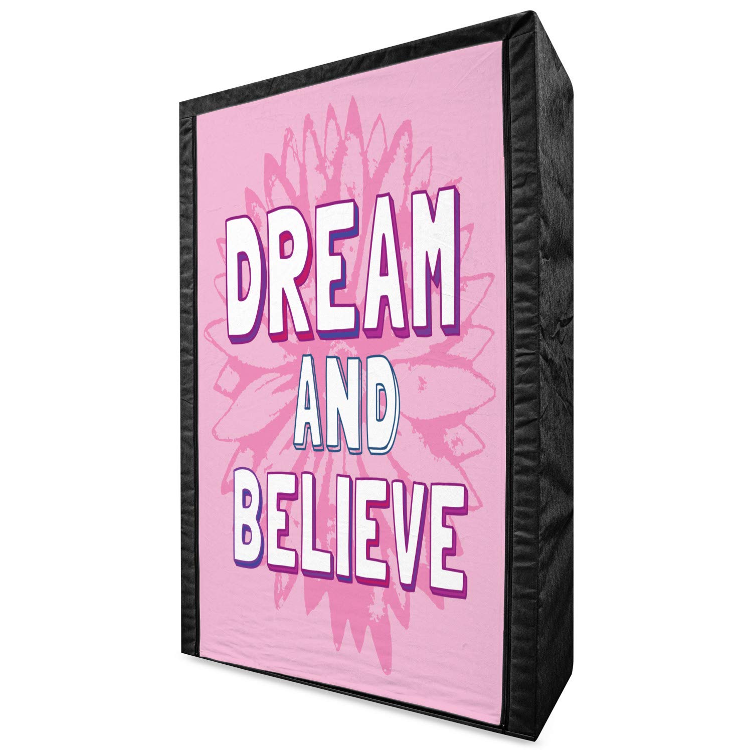 Ambesonne Portable Fabric Wardrobe with Shelves - Floral Geometric Design with 