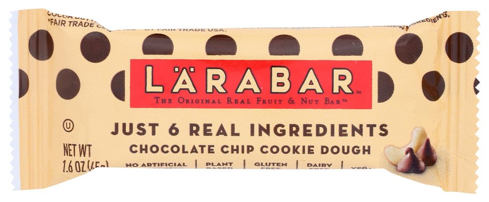 LaraBar Chocolate Chip Cookie Dough Protein Bars - Bulk Pack of 64 (1.6 oz Each) - 16 Case - Healthy Snacks for Hiking, Office & On-the-Go Nutrition
