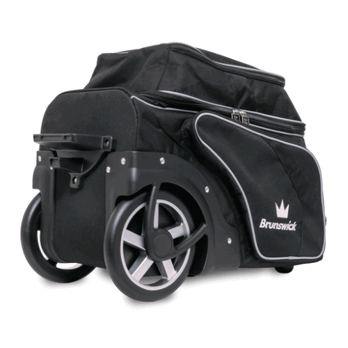 Brunswick Charger Double Roller Bowling Bag - Black | Heavy Duty 2-Ball Bowling Bag with Wheels for Men & Women | Perfect for League Play & Tournament Travel