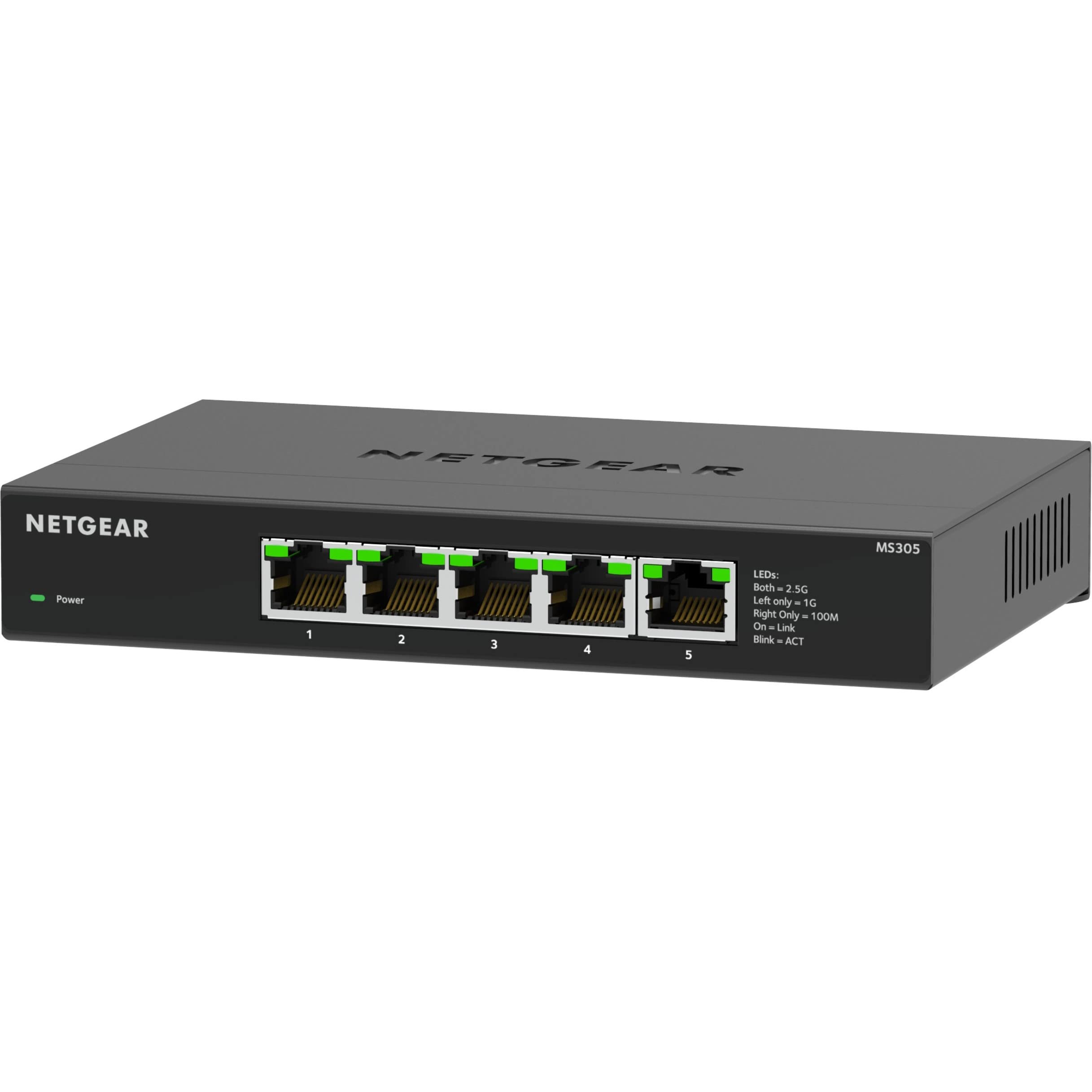 NETGEAR MS305 5-Port Multi-Gigabit Ethernet Unmanaged Switch - 5 x 1G/2.5G Ports, Plug-and-Play, Desktop/Wall Mount, 3-Year Warranty - Ideal for Home Office, Gaming & Small Business Networks