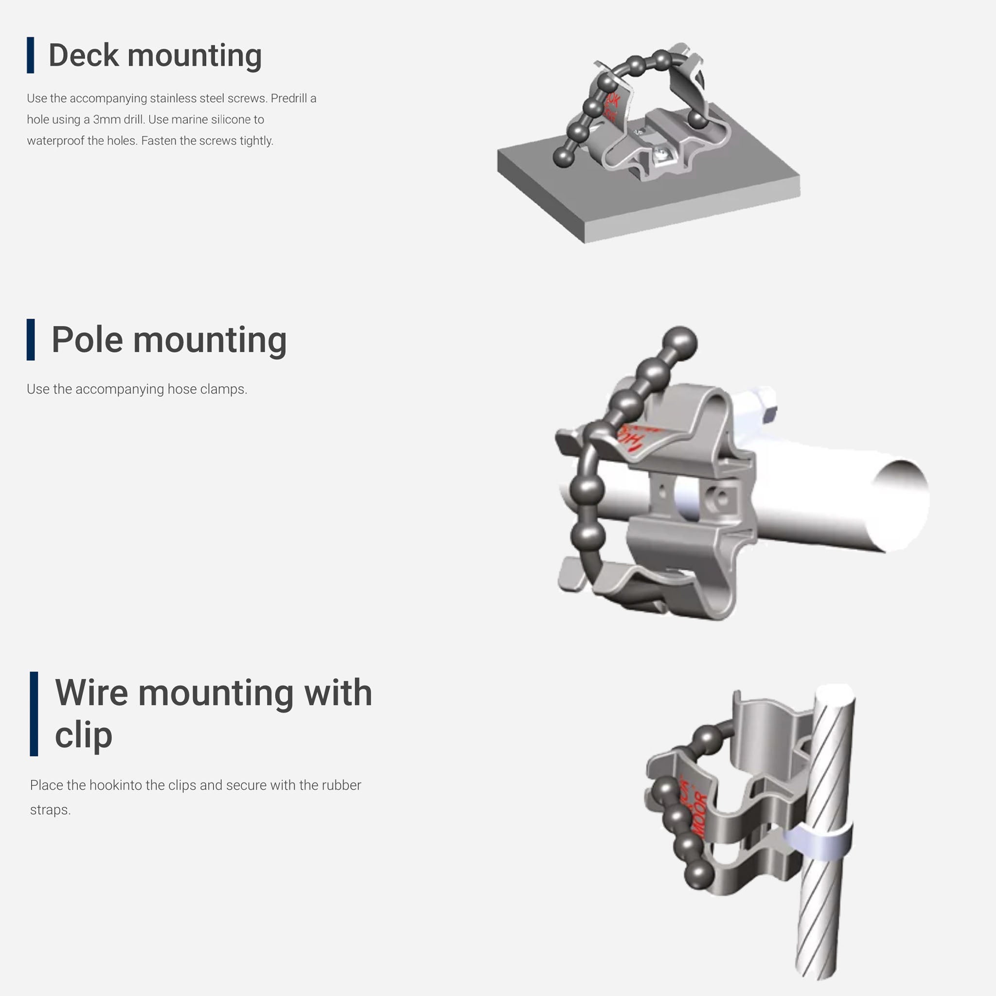 Hook & Moor Boat Mounting Clip - Heavy Duty Stainless Steel Marine Hook for Docking, Mooring & Anchoring - Perfect for Boats, Yachts & Watercraft Accessories