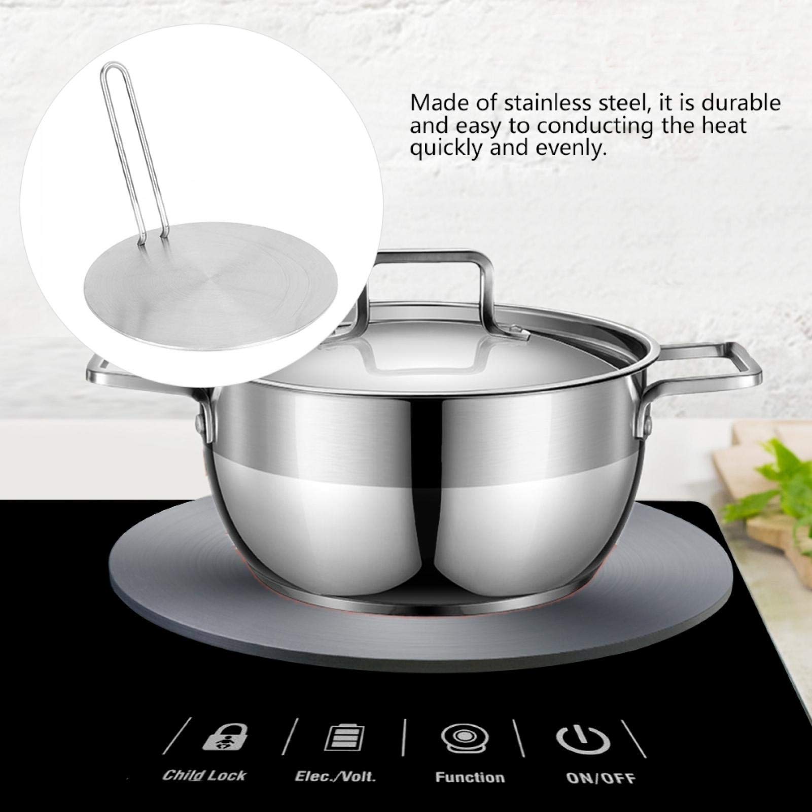 Stainless Steel Heat Diffuser Plate for Induction Cooktop - 20cm Diameter, Compatible with Glass Stove & Electric Cookers - Perfect for Even Heat Distribution & Protecting Cookware