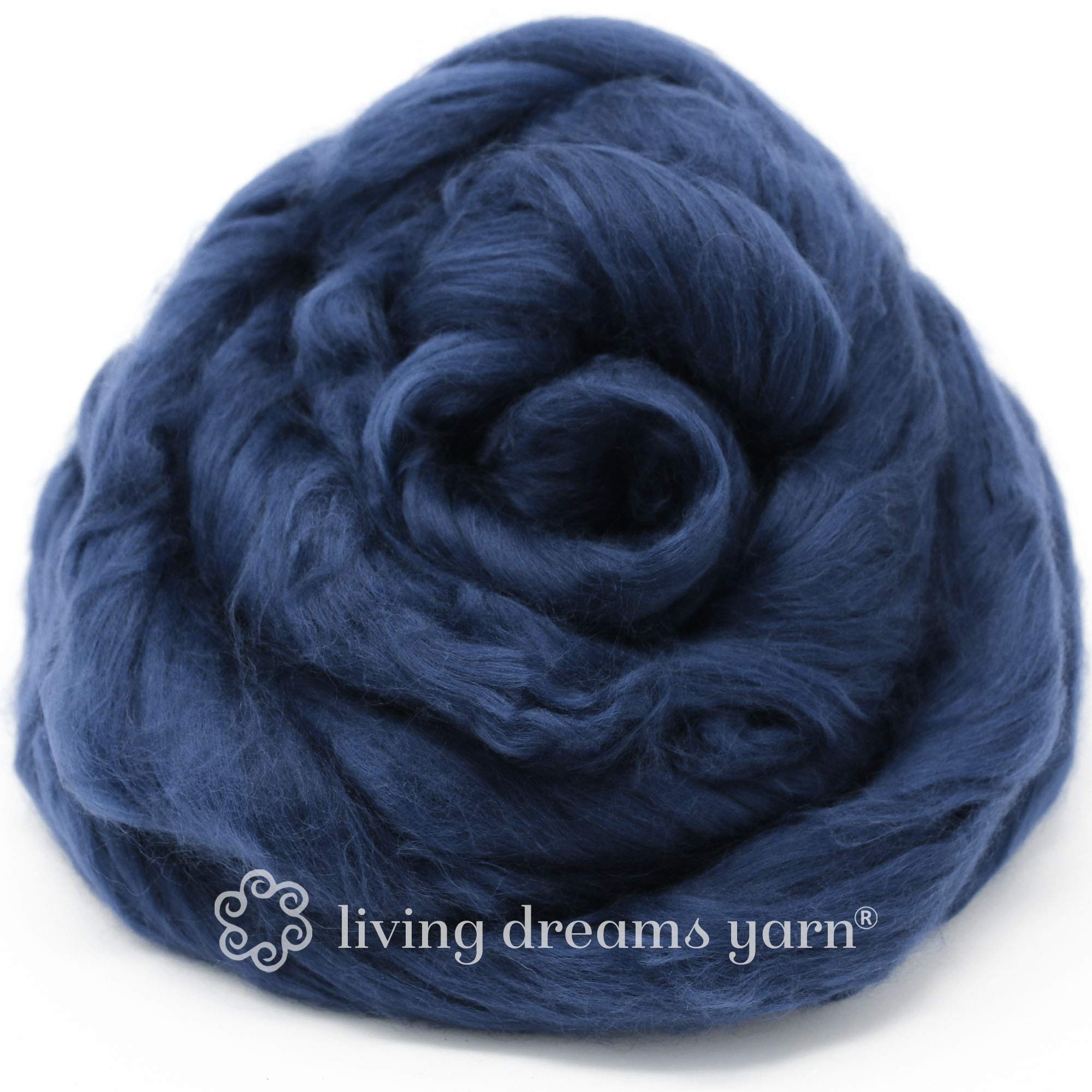 Premium Cotton Fiber for Spinning, Blending & Felting - Soft Vegan Combed Top Roving in Navy Blue - Perfect for DIY Yarn Making, Knitting, Crochet & Fiber Art Projects