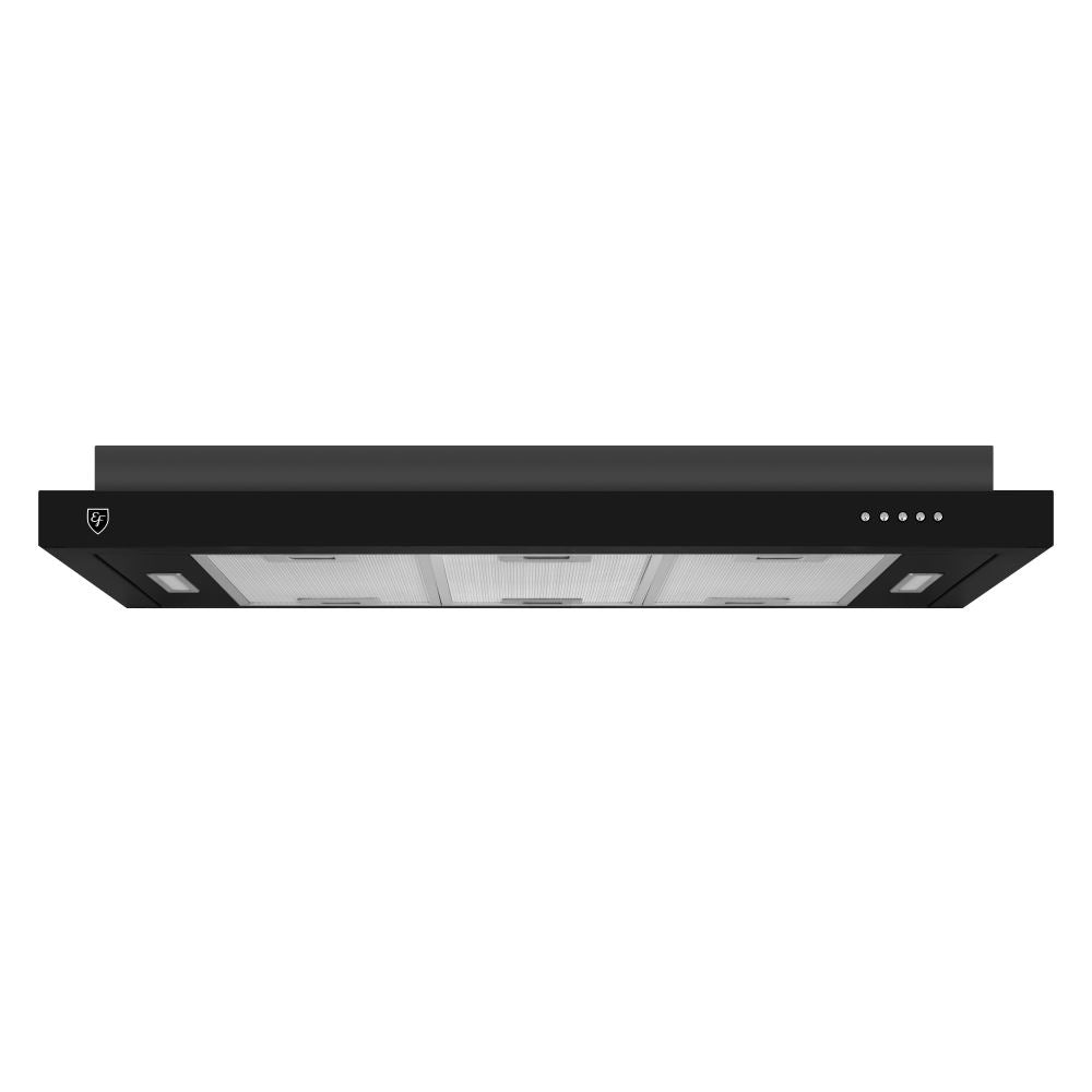 EF EFCH9202TBK 90cm Black Conventional Range Hood - Powerful Kitchen Ventilation for Smoke & Odor Removal - Perfect for Modern Homes & Restaurants