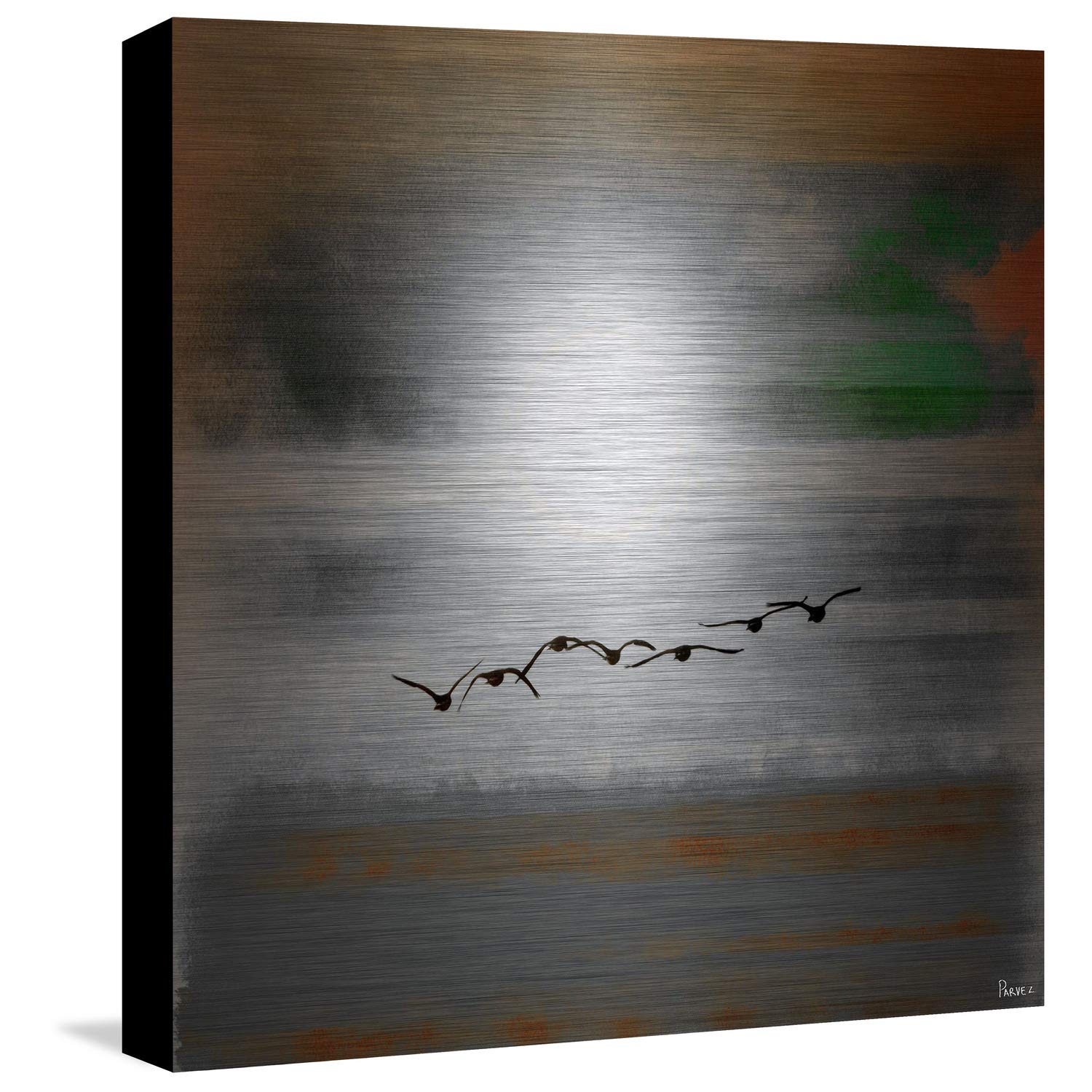 Parvez Taj 'Into The Sun' Metal Wall Art Print - Vibrant Sunset Landscape Painting for Living Room, Bedroom & Office Decor