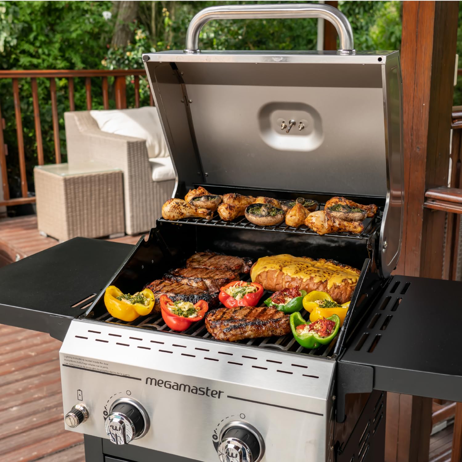 2-Burner Propane Gas Grill with Foldable Side Tables - 28,000 BTU Outdoor BBQ Grill for Camping, Backyard, Patio & Picnics - Silver & Black (Model 720-0864MA) | Ideal for Tailgating, Family Gatherings & Summer Cookouts