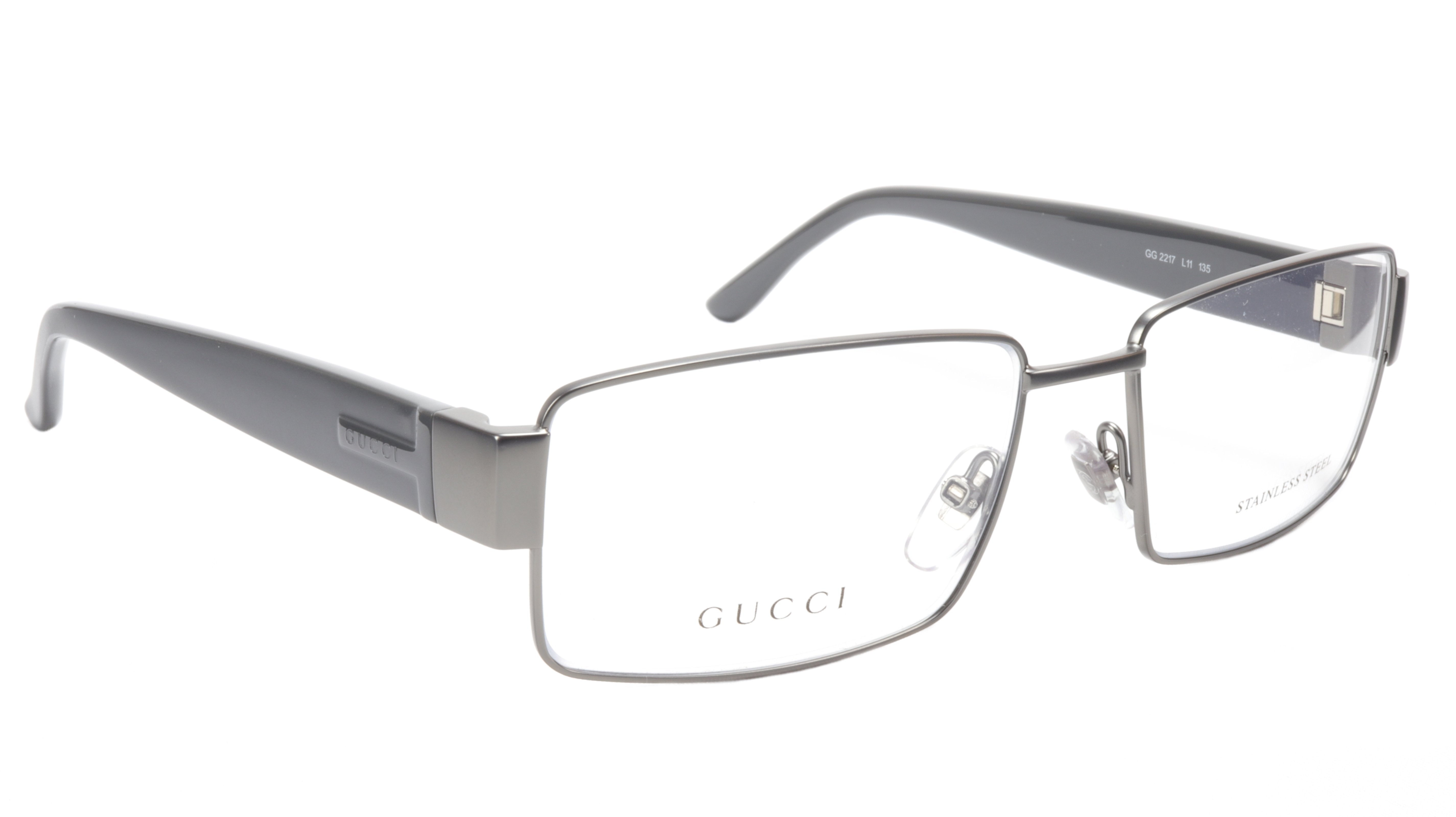 Gucci GG2217 L11 Dark Ruthenium Metal Acetate Eyeglasses - Italian Made 53-16-135 Frame - Perfect for Office, Reading & Fashion Accessories