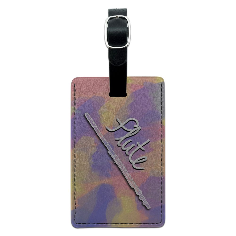 Premium Leather Luggage Tag for Flute & Woodwind Instruments - Durable Suitcase ID Tag for Travel & Music Accessories (Black) - Perfect for Musicians, Travelers & Gift Giving