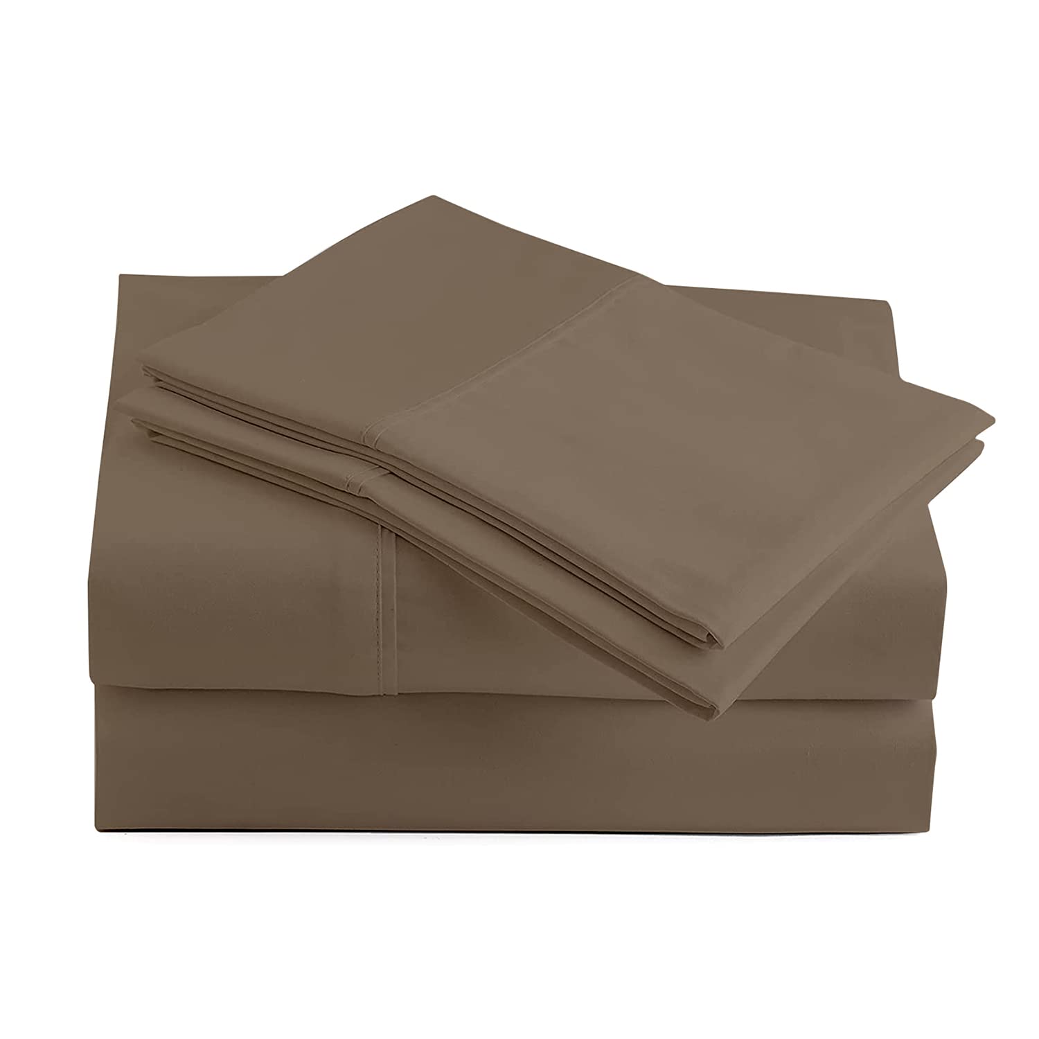 Luxury 600 Thread Count Egyptian Cotton Queen Sheet Set - 4 Piece (Flat Sheet, Fitted Sheet, 2 Pillowcases) - Sateen Weave, Deep Pocket, Long Staple Cotton - Hotel Quality Bedding for Comfortable Sleep - Perfect for Master Bedroom, Guest Room & Vacation Homes (Taupe)