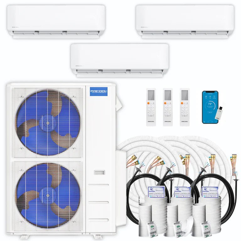 MRCOOL DIY 4th Gen 48000 BTU 3 Zone Mini Split AC Heat Pump System - 12K+12K+18K, 21 SEER, Energy Efficient Ductless HVAC for Home, Office & Garage Cooling and Heating