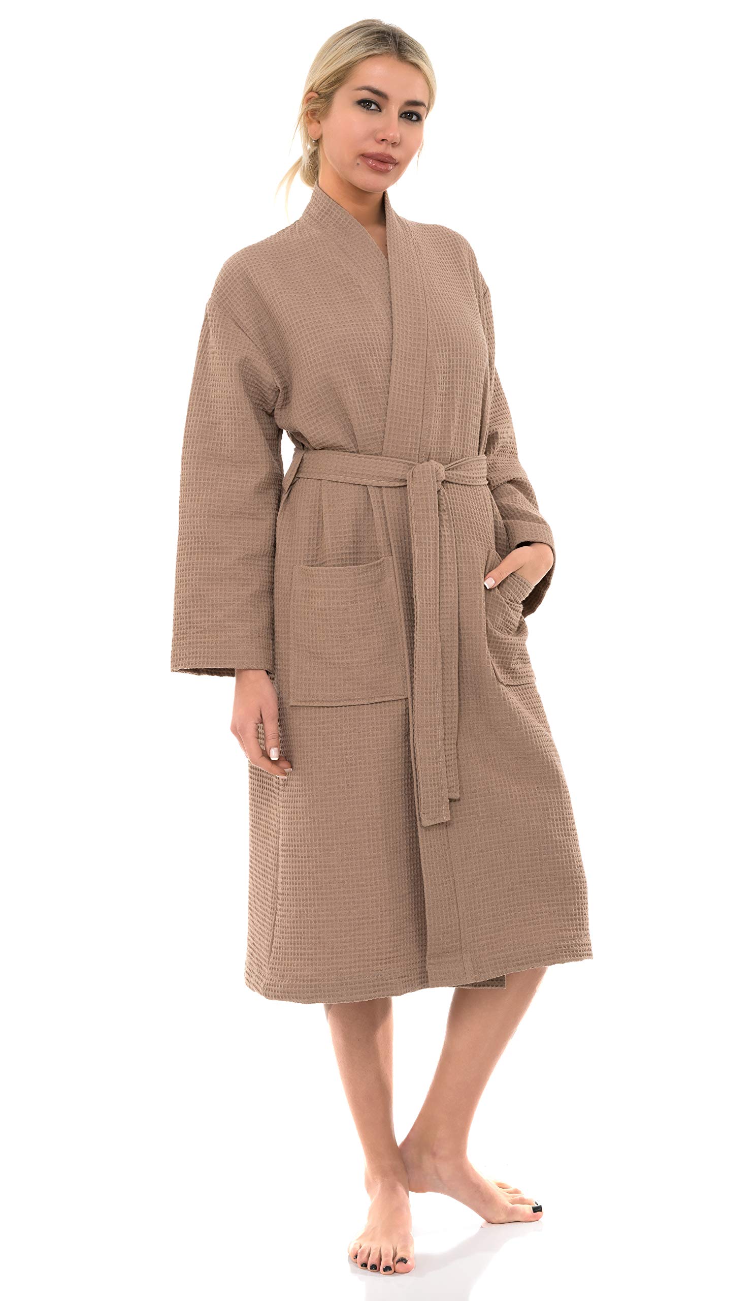 Women's Kimono Waffle Spa Bathrobe - Soft & Absorbent Cotton Robe for Relaxation, Spa Days & Lounging at Home