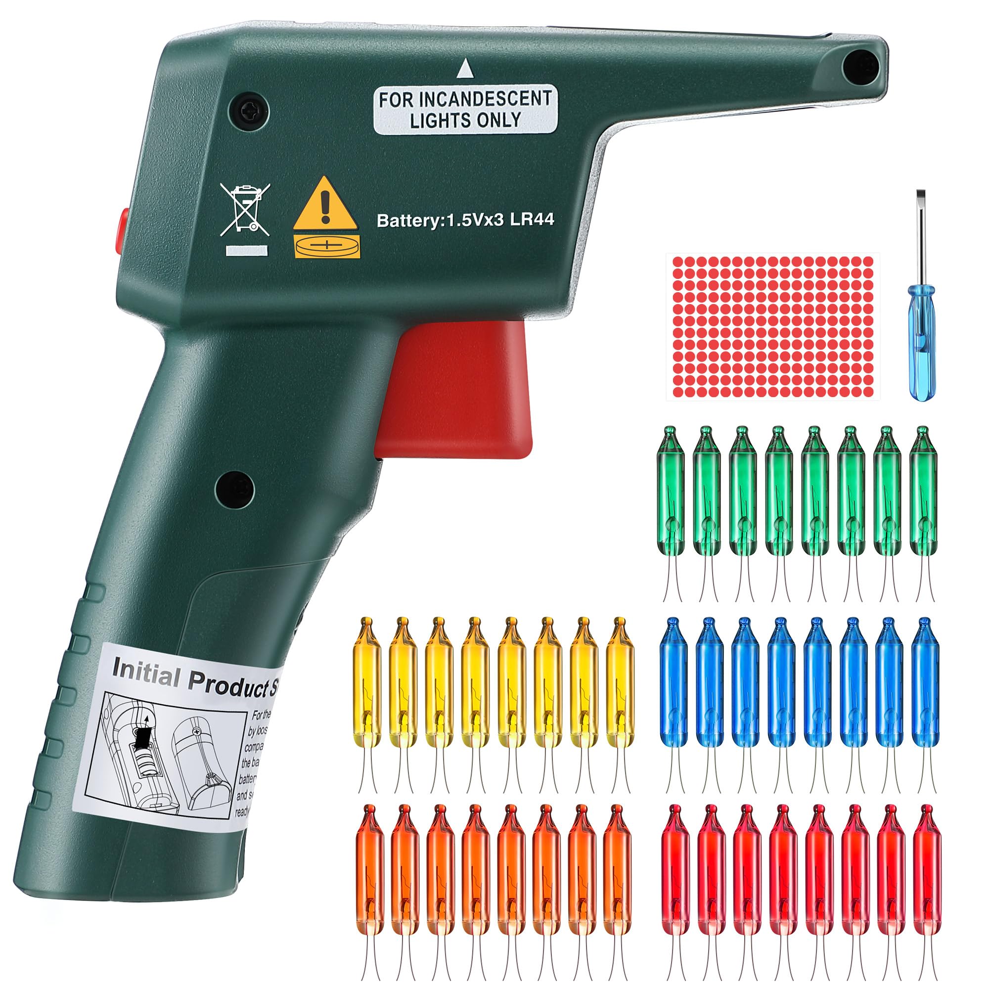 Christmas Light Repair Kit with 40 Replacement Bulbs - Incandescent String Light Tester & Fixing Tool for Holiday Decorations | Perfect for Indoor/Outdoor Christmas Tree, Home, and Yard Decor