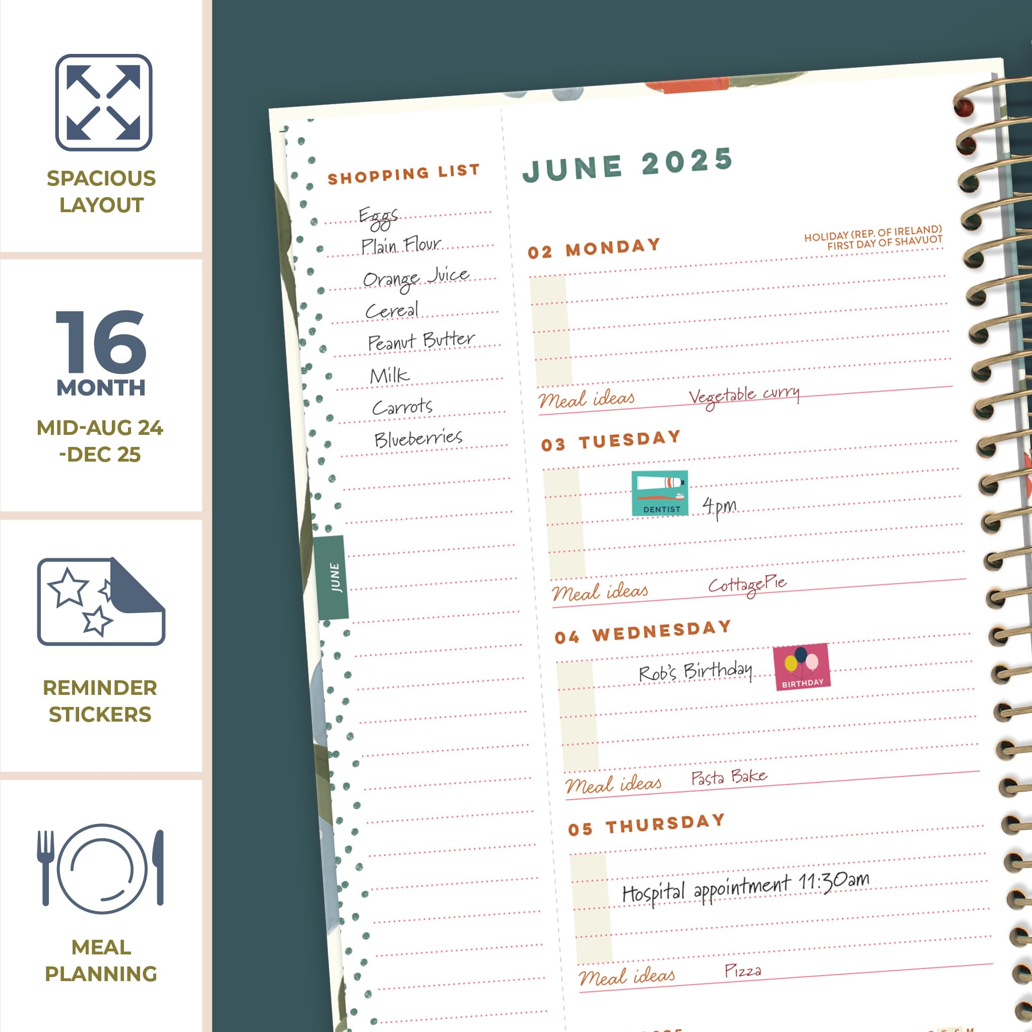 **Boxclever Press Life Book 2025 Diary - A5 Weekly Planner (August 2024 - December 2025) with Shopping Lists, Planning Pages & Stickers - Perfect for Work, School & Personal Organization**