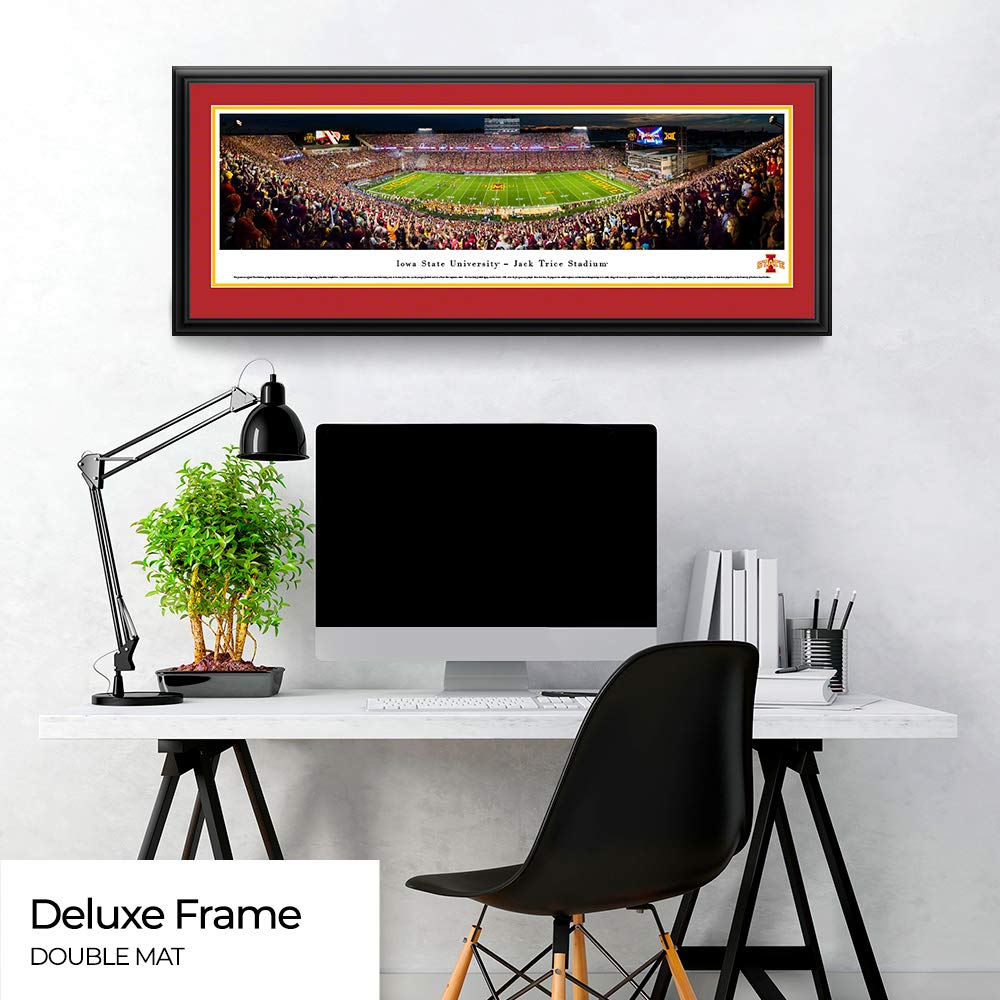 Iowa State Cyclones Football Night Game Panoramic Framed Wall Art Poster - Perfect for Game Room, Sports Bar, and Fan Cave Decor