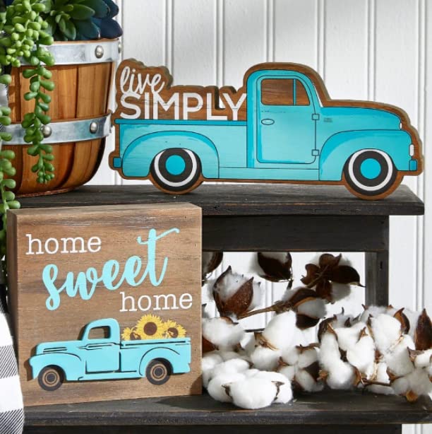 Rustic Wooden Pickup Truck Sign - 'Home Sweet Home' Farmhouse Decor - Medium Size Wall Art for Living Room, Bedroom, or Country Style Home