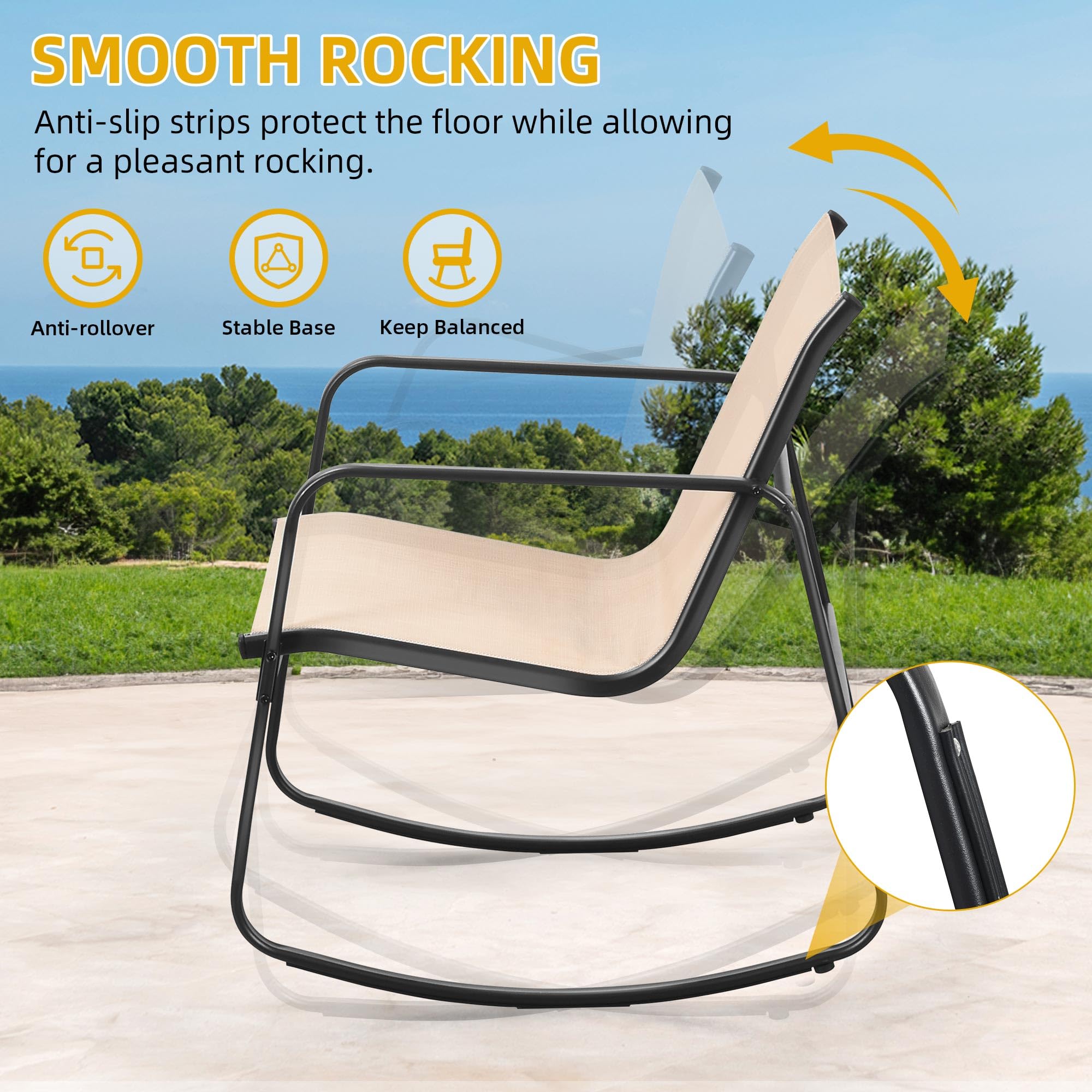 DWVO 3-Piece Outdoor Patio Furniture Set - Modern Textilene Bistro Set with 2 Chairs & Coffee Table for Backyard, Garden, Balcony, Poolside (Brown) | Perfect for Relaxing, Entertaining & Outdoor Dining