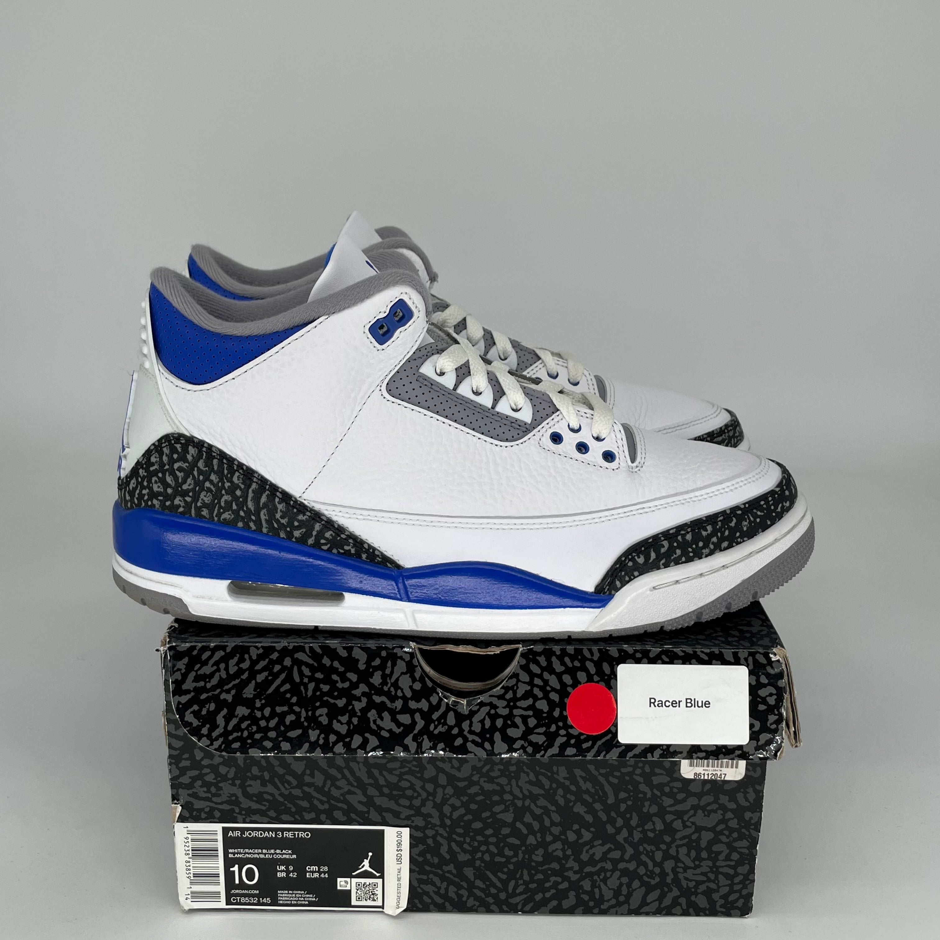 AIR JORDAN 3 RACER BLUE Men's Basketball Shoes Size 10 - Retro Style Sneakers for Running & Streetwear (CT8532-145) | Perfect for Sports, Gym Workouts and Casual Fashion