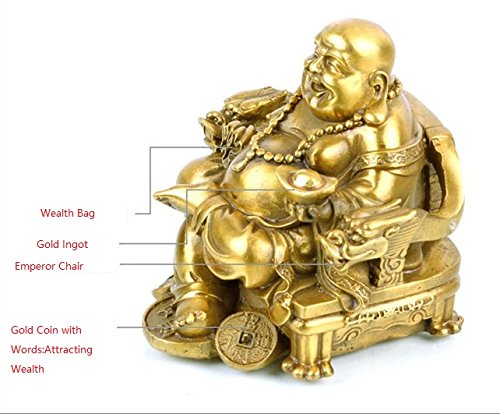 Lucky Laughing Buddha Statue - Feng Shui Maitreya Buddha Figurine Sitting on Emperor's Throne for Good Fortune, Wealth & Happiness | Home Decor, Office Blessing & Meditation Altar Centerpiece