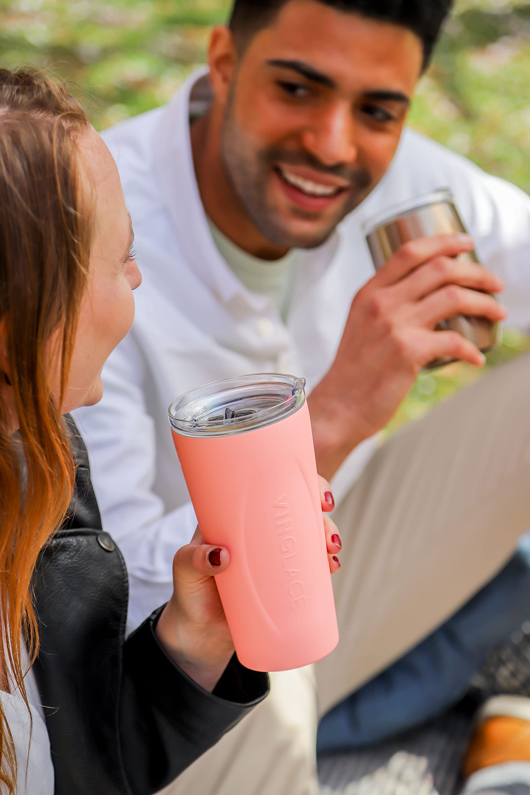 Vinglacé 10 oz Stainless Steel Stemless Wine Glass - Insulated Copper Wine Tumbler with Glass Insert & Sip Lid - Perfect for Outdoor Picnics, Parties & Home Entertaining