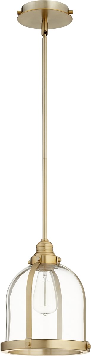 10W Single Light Pendant in Aged Brass - Vintage Industrial Lighting for Kitchen Island, Dining Room, or Entryway
