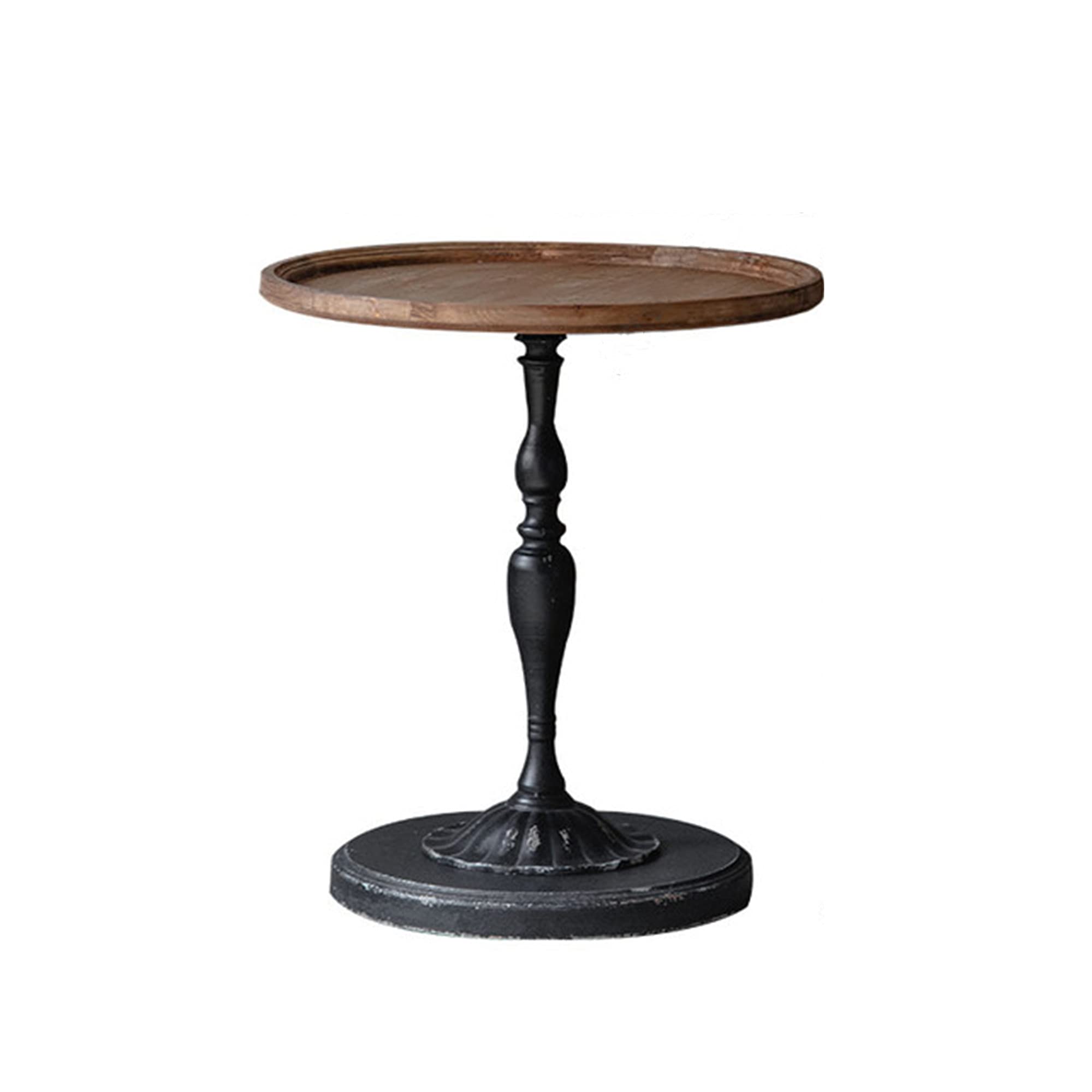 Vintage Outdoor Side Table - Heavy Duty Weather Resistant Round Coffee Table with Storage Shelf, Antique Patio End Table for Balcony, Garden, Yard, Living Room & Bedroom - Perfect for Outdoor Entertaining, Relaxation and Home Decor