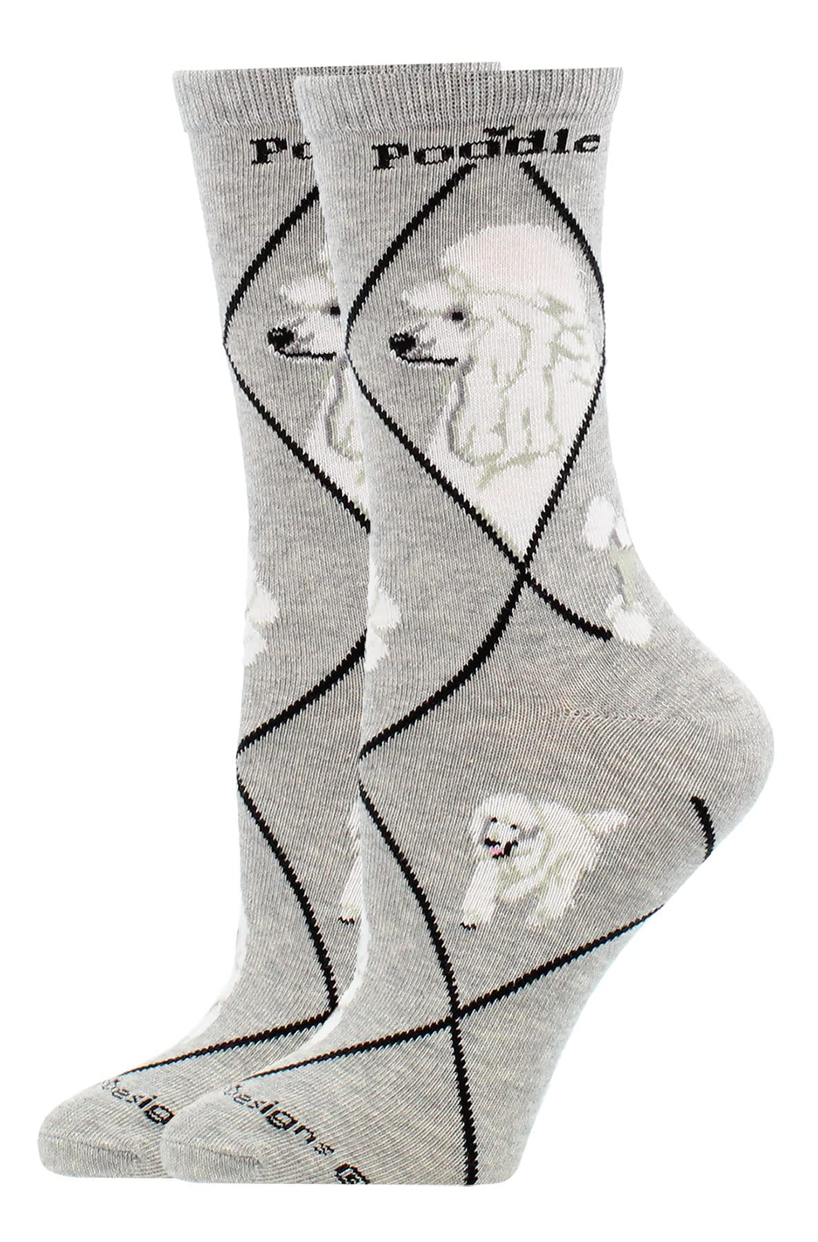 Women's White & Black Poodle Socks - Perfect Gift for Dog Lovers
