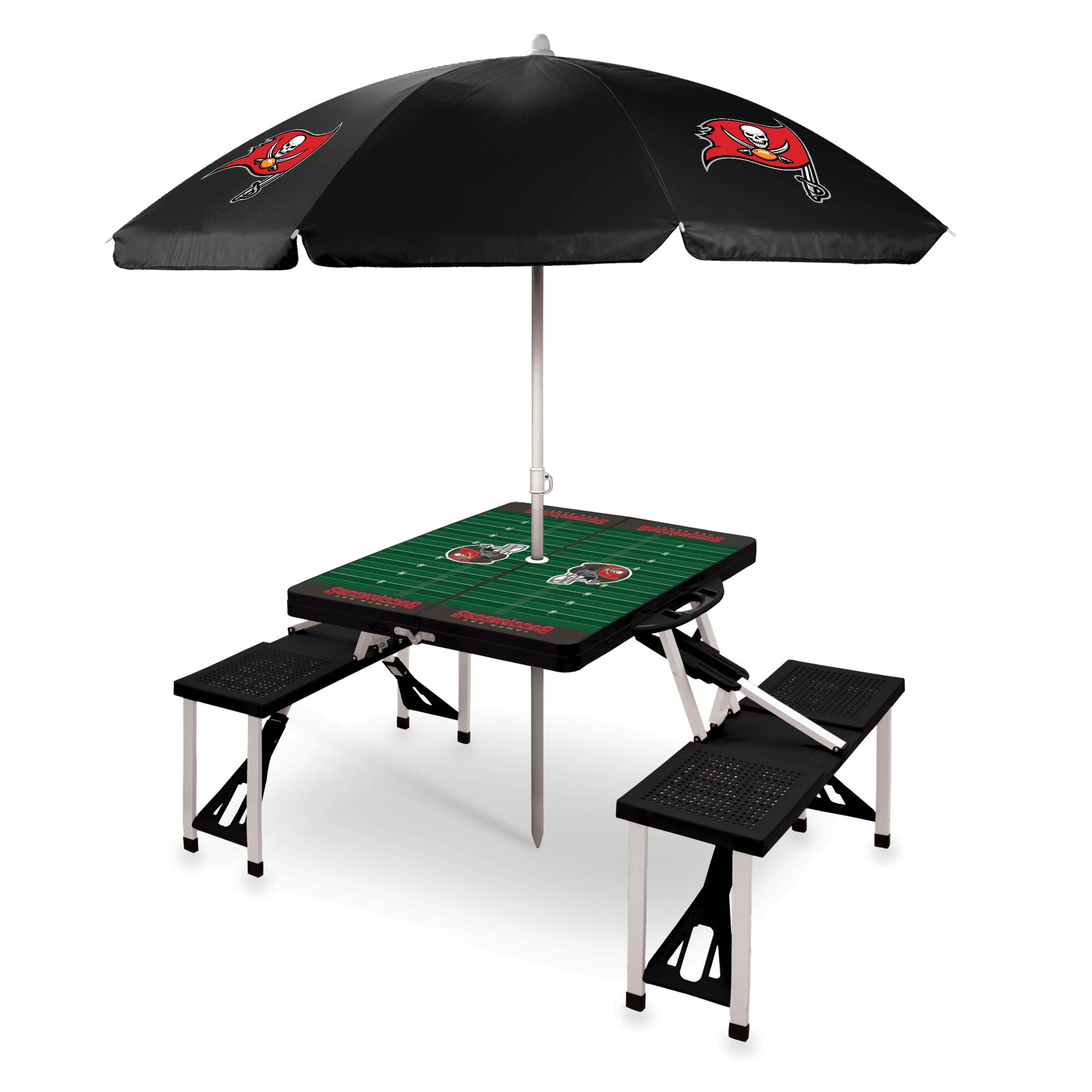 PICNIC TIME NFL Portable Folding Picnic Table with Seats & Umbrella - Outdoor Tailgating, Camping, Beach & Backyard Gatherings