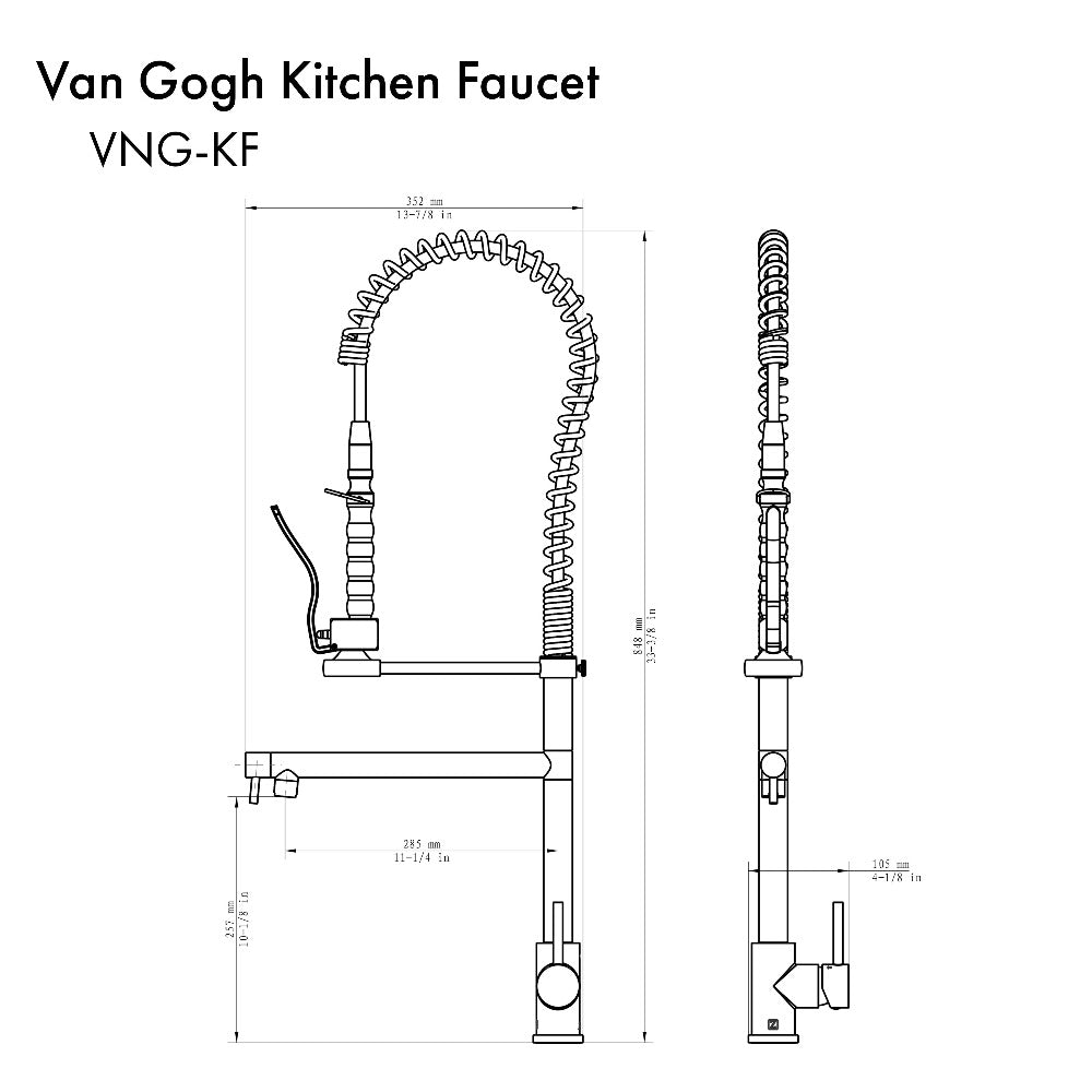 ZLINE Van Gogh Pull Down Spring Kitchen Faucet with Pot Filler - Chrome Finish (VNG KF CH) | High Arc Commercial Style Faucet for Modern Kitchens & Cooking Enthusiasts