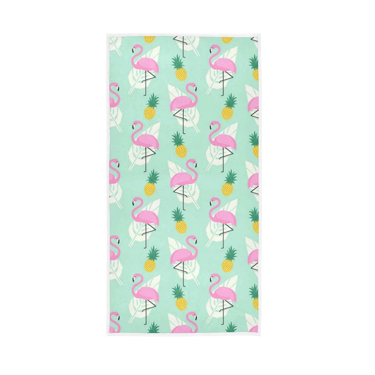 Stylish Flamingo & Pineapple Leaves Pattern Hand & Bath Towel Set - Soft Tropical Face Towels for Bathroom, Kitchen, Gym & Yoga - Perfect for Beach Vacation, Spa Day & Home Decor