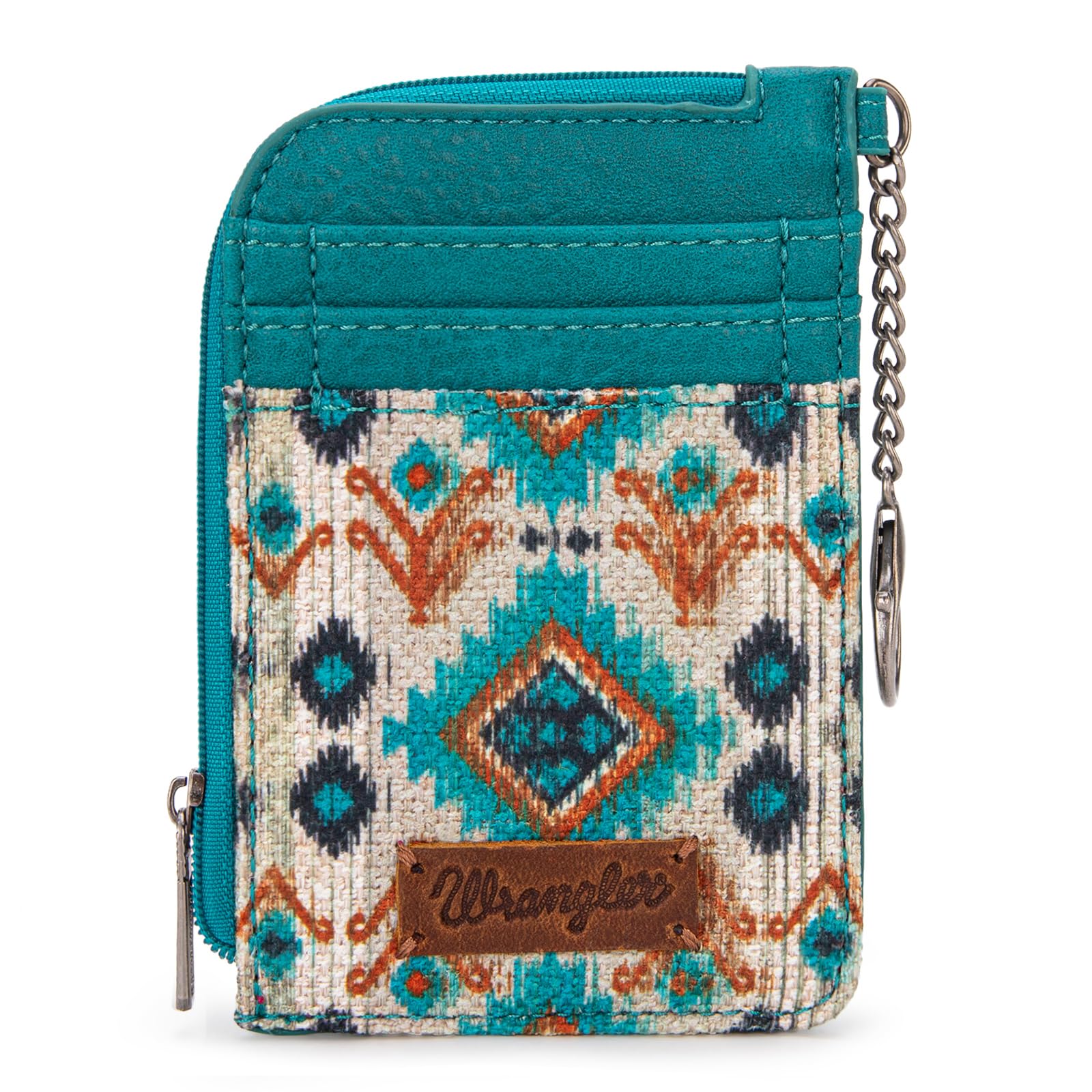 Montana West Wrangler Aztec Women's Leather Card Wallet with Zipper Pocket - Western Style Credit Card Holder for Women (WG130-W005TQ) | Perfect for Travel, Shopping & Everyday Use