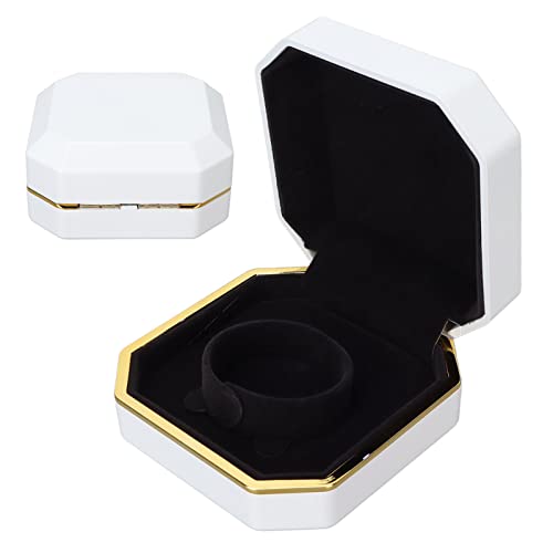 Luxury Jewelry Gift Box with Soft Flocking Interior & Plastic Exterior - Elegant Bracelet Storage Case with LED Light for Marriage Proposal, Wedding, Anniversary & Special Occasions (White)