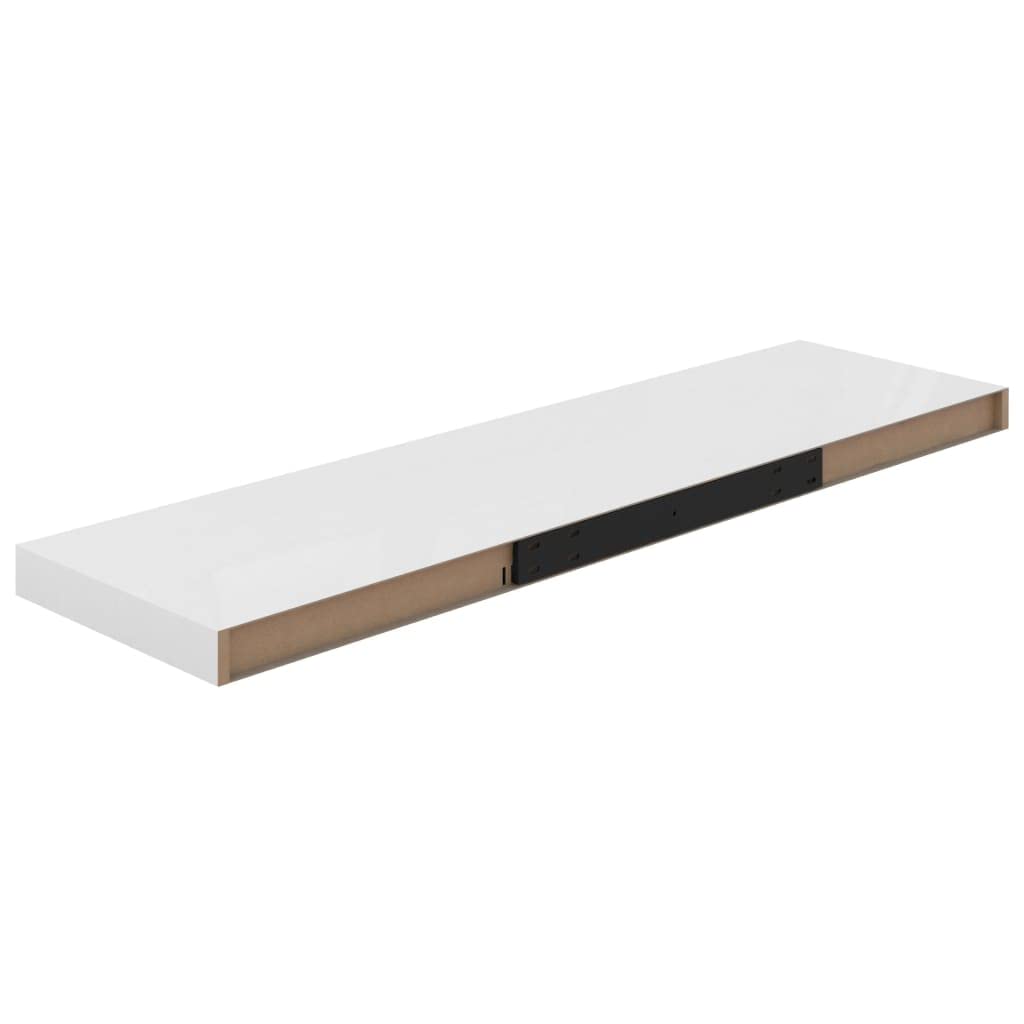 CHARMMA 323755 Floating Wall Shelves Set of 2 - High Gloss White MDF Shelves (35.4