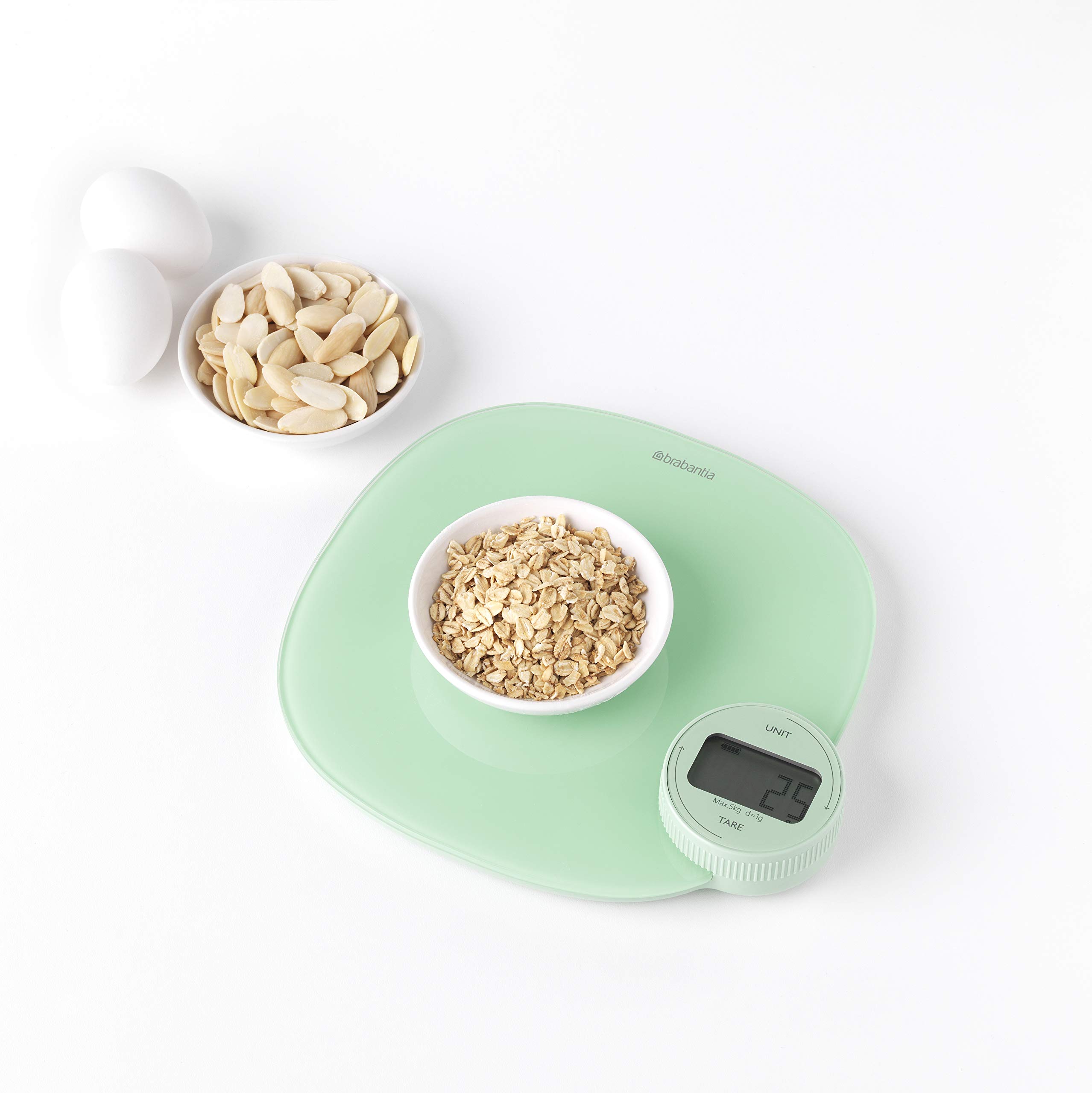 Brabantia 122903 Tasty+ Digital Kitchen Scales Plus - Jade Green | Precise Food Measuring for Baking, Cooking & Healthy Eating